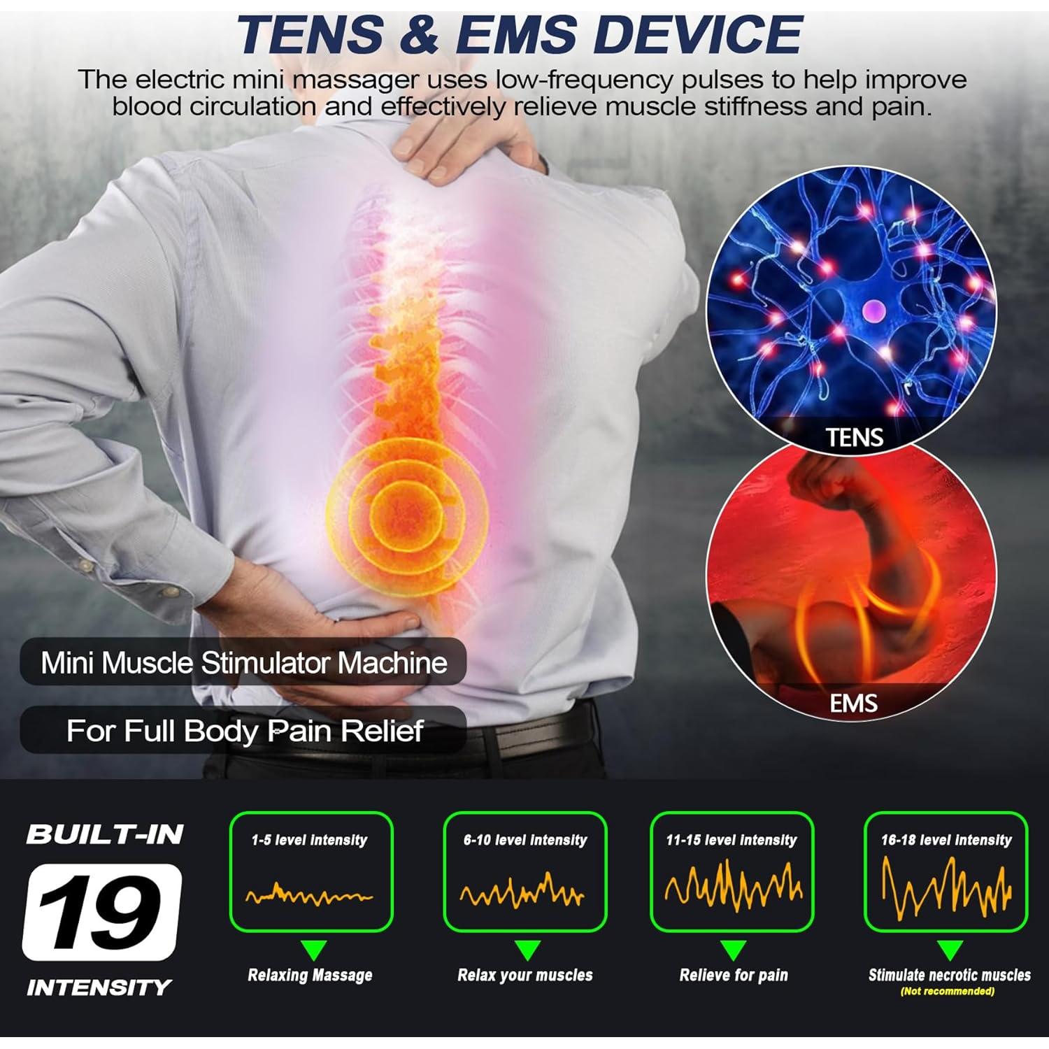 Dispositivo TENS Inalámbrico TADOUNE Mini Masajeador Recargable