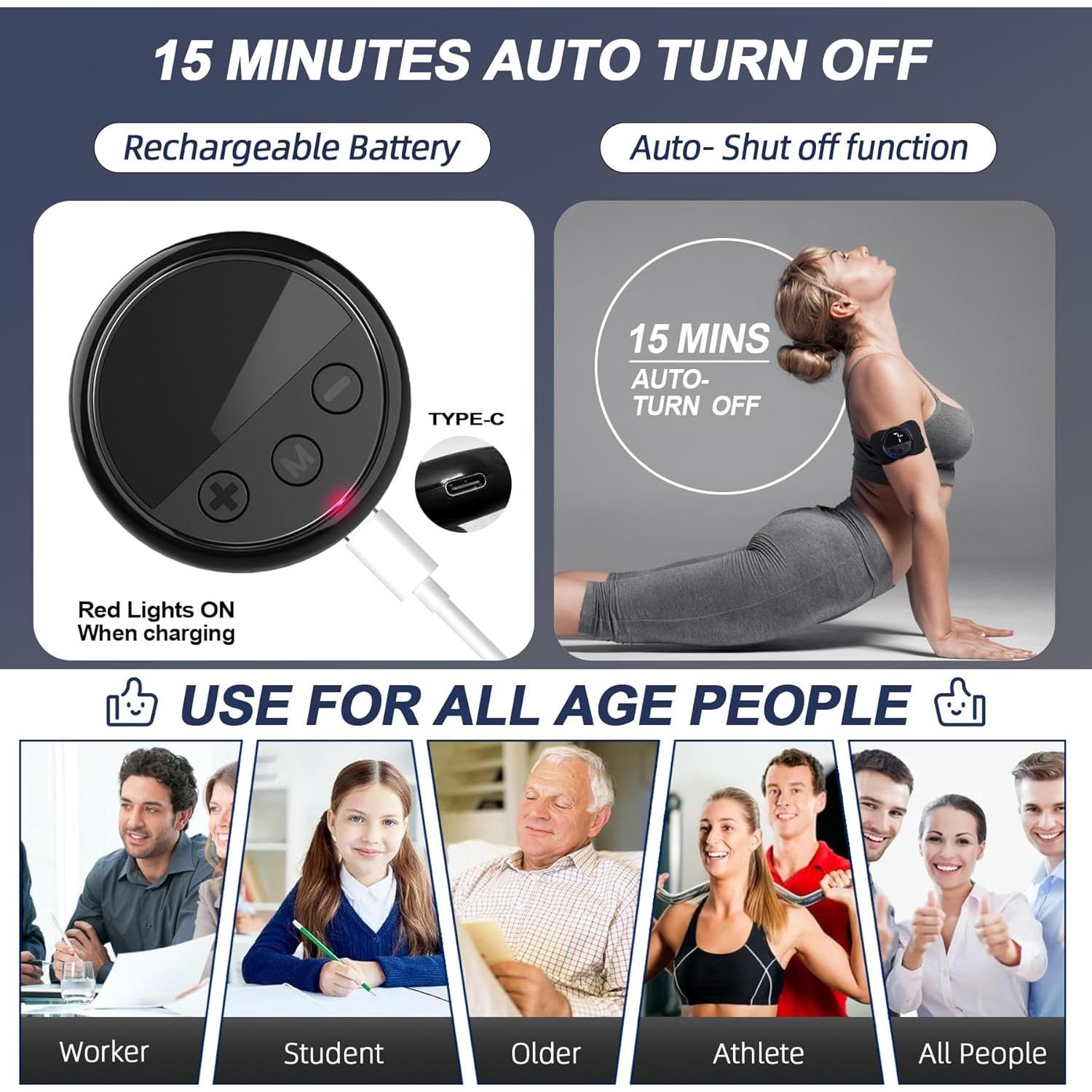 Dispositivo TENS Inalámbrico TADOUNE Mini Masajeador Recargable