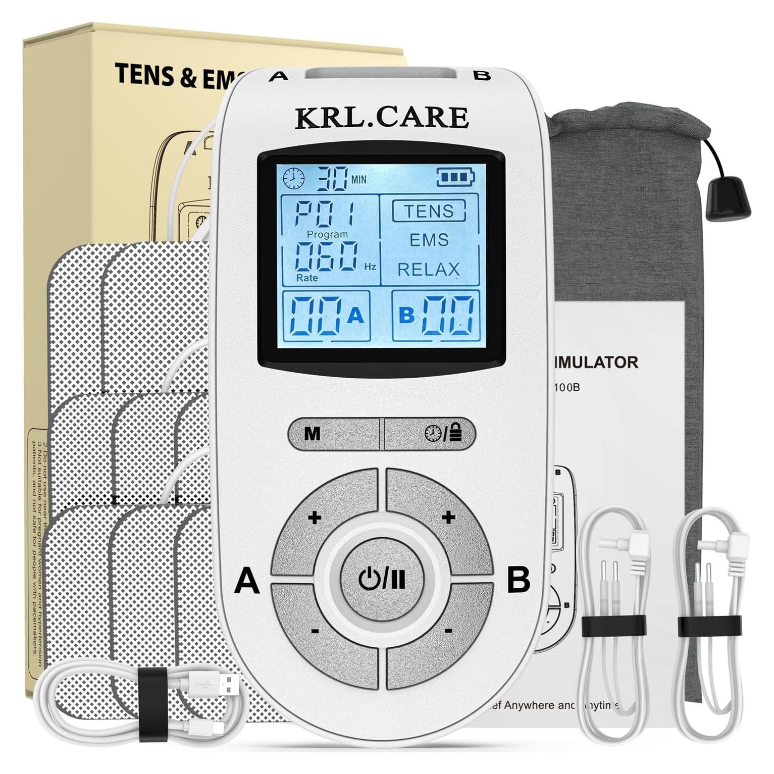 Unidad TENS EMS KRL.CARE Doble Canal 40 Intensidades Masajeador