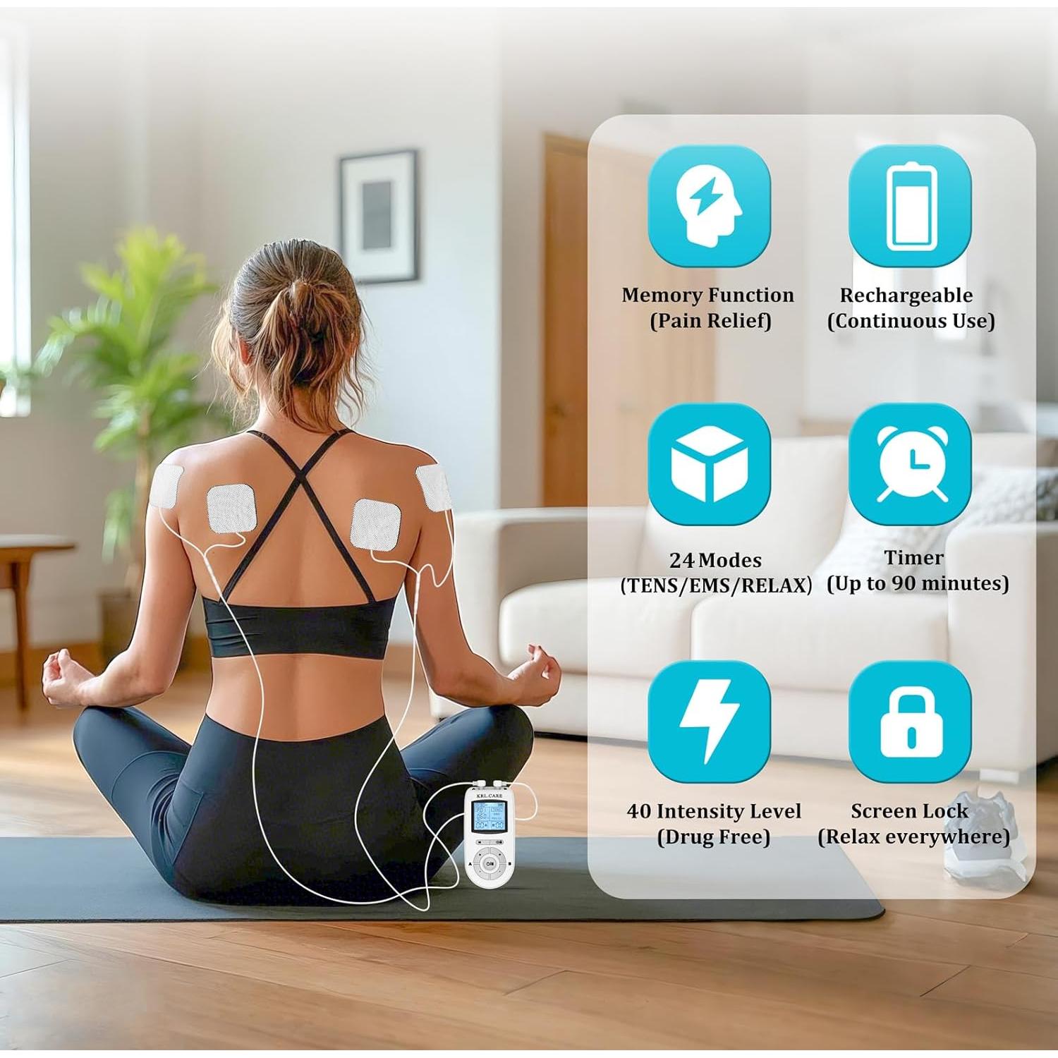 Unidad TENS EMS KRL.CARE Doble Canal 40 Intensidades Masajeador