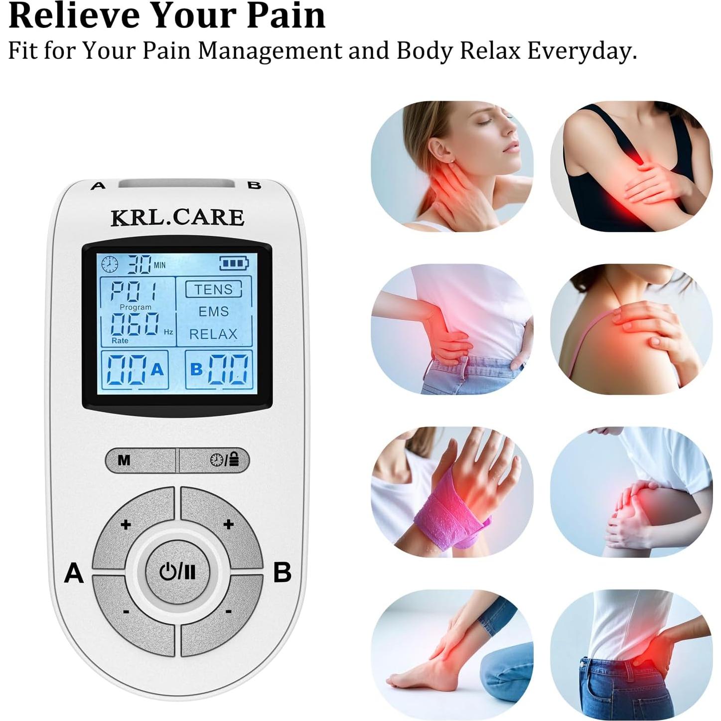 Unidad TENS EMS KRL.CARE Doble Canal 40 Intensidades Masajeador