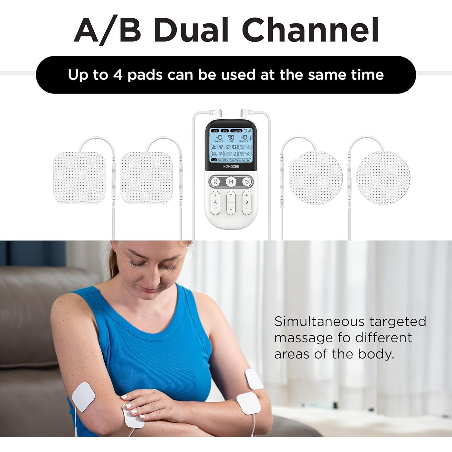 Estimulador Muscular 4 en 1 TENS EMS KONGZEE Blanco