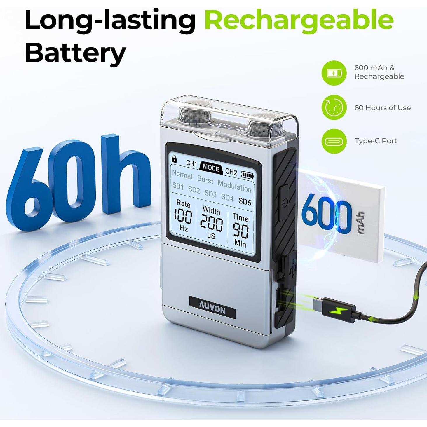 Estimulador Muscular TENS AUVON TP2208C Recargable 8 Modos