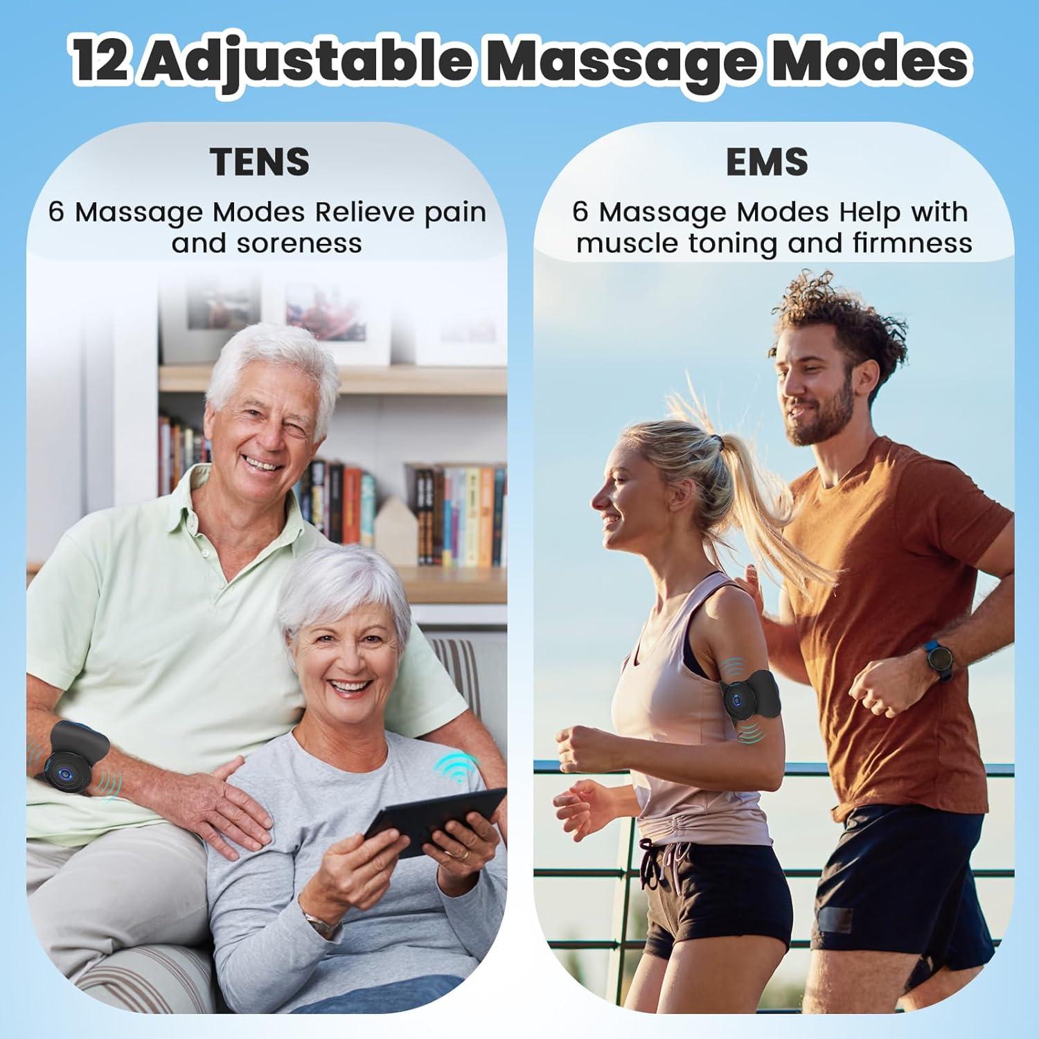 Estimulador Muscular Inalámbrico TENS EMS - 12 Modos, Control App