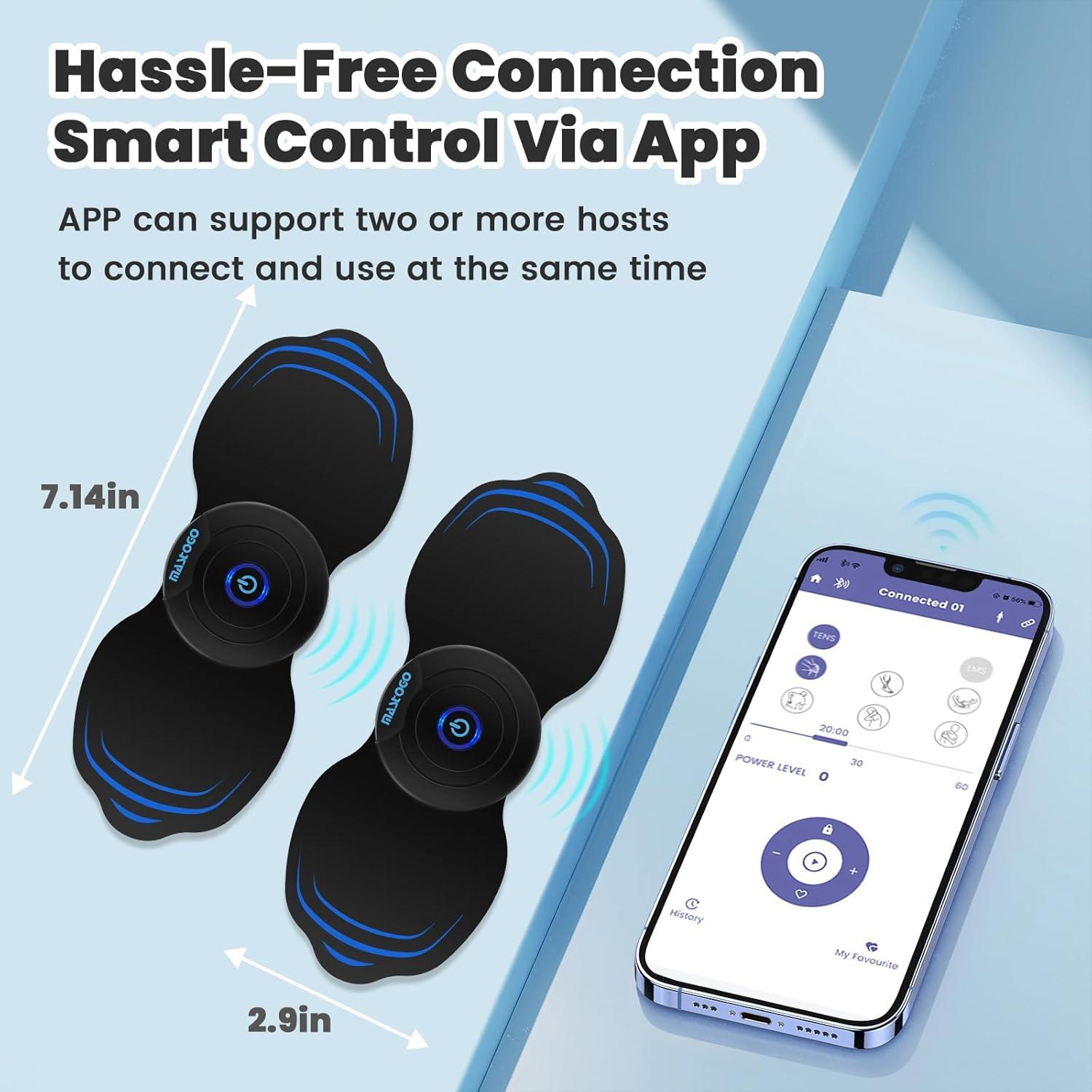 Estimulador Muscular Inalámbrico TENS EMS - 12 Modos, Control App