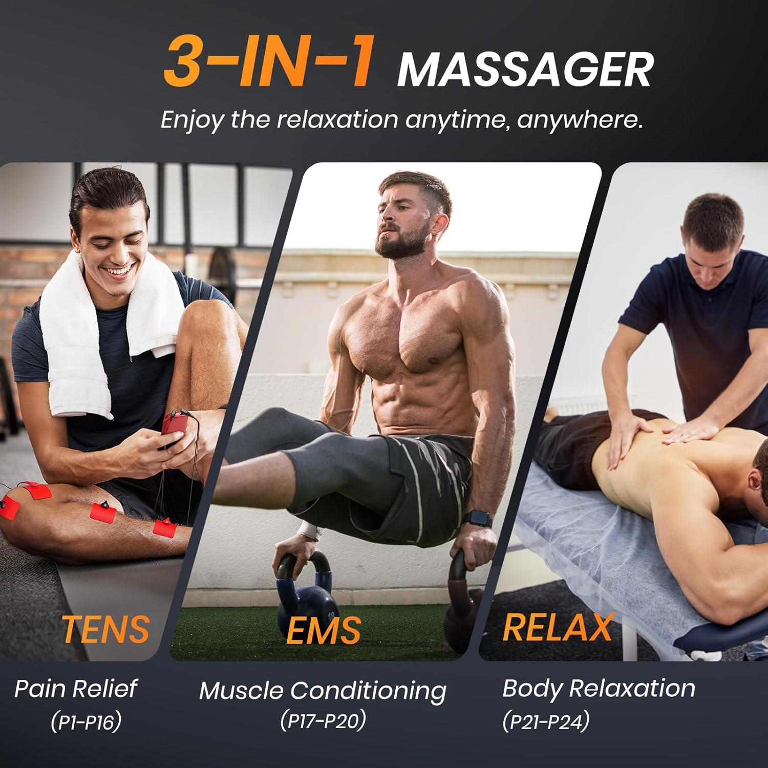 Estimulador Muscular TENS AVCOO 3 en 1 con 24 Modos y 40 Niveles