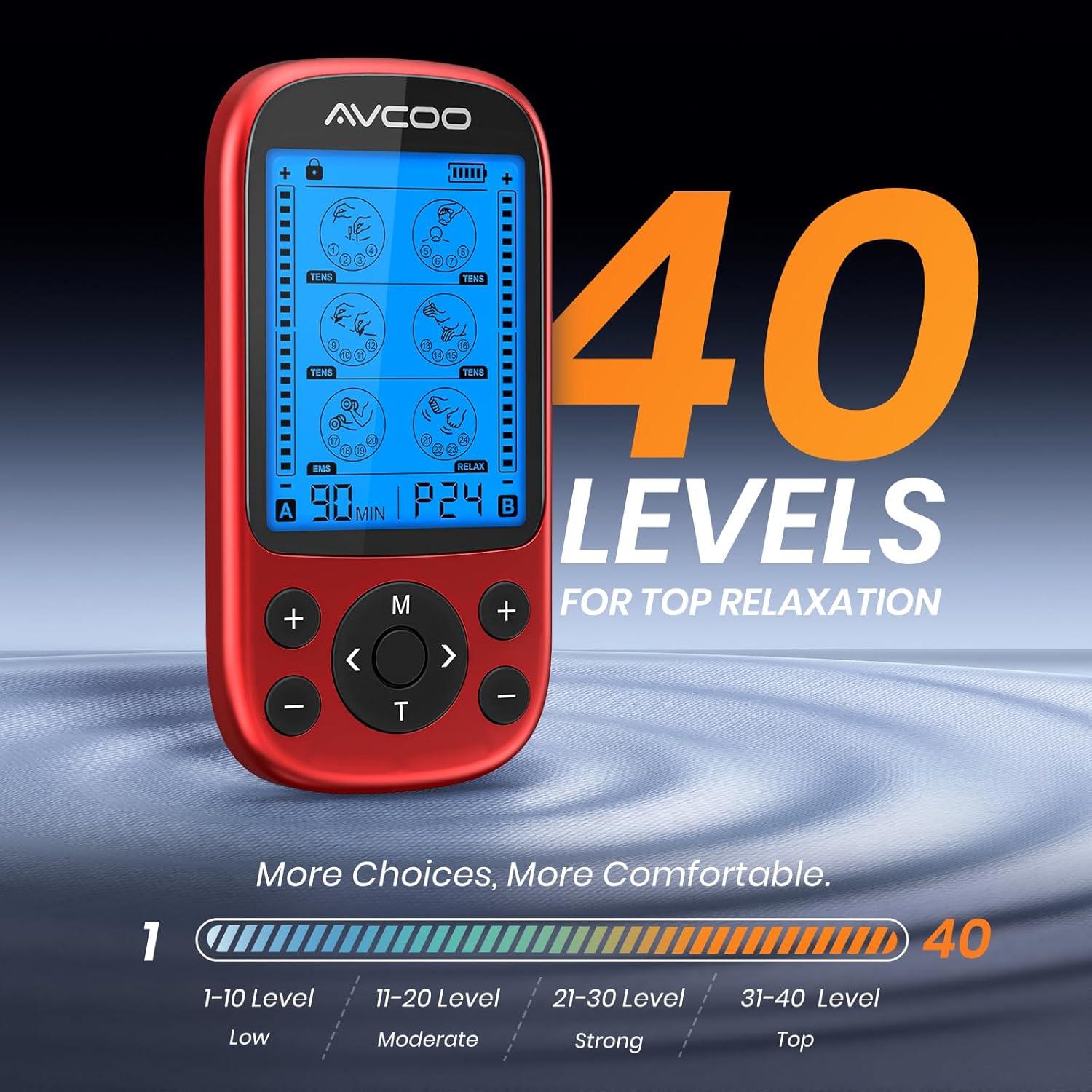 Estimulador Muscular TENS AVCOO 3 en 1 con 24 Modos y 40 Niveles