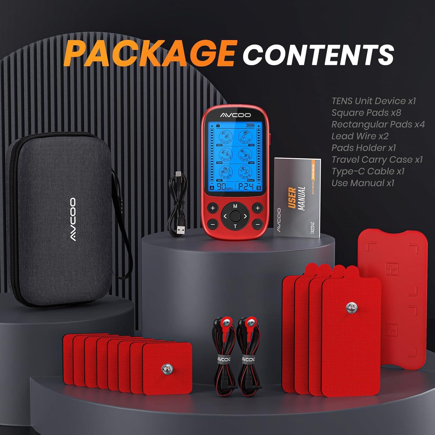 Estimulador Muscular TENS AVCOO 3 en 1 con 24 Modos y 40 Niveles