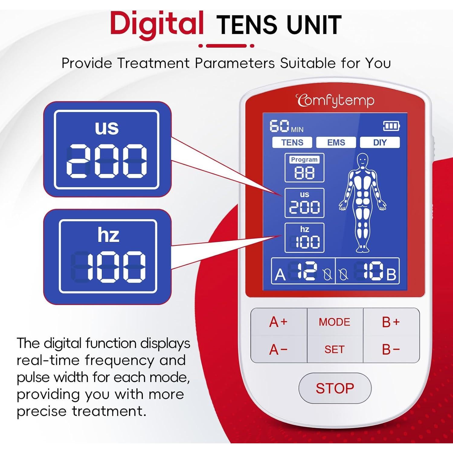 Estimulador Muscular TENS Comfytemp K6155 con 20 Modos