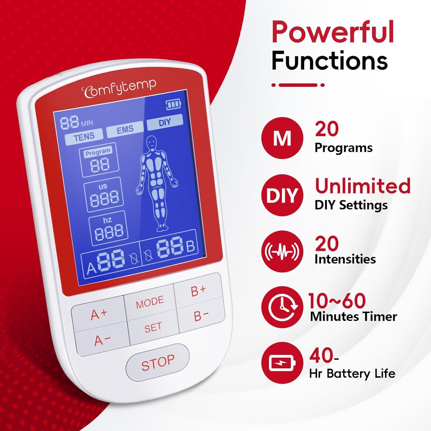 Estimulador Muscular TENS Comfytemp K6155 con 20 Modos
