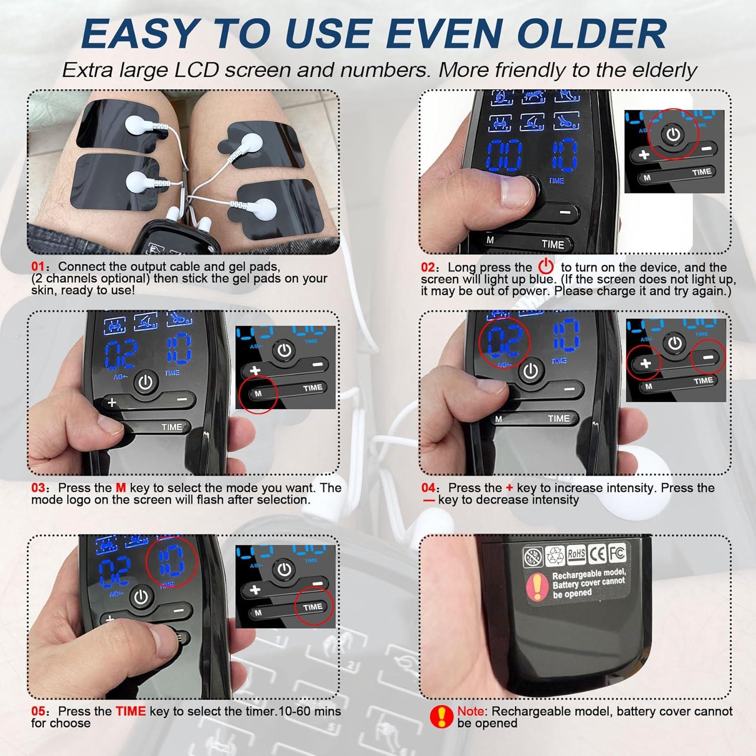 Unidad TENS Doble Canal TADOUNE Masajeador Electromuscular