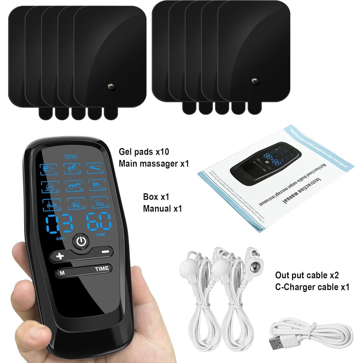 Unidad TENS Doble Canal TADOUNE Masajeador Electromuscular