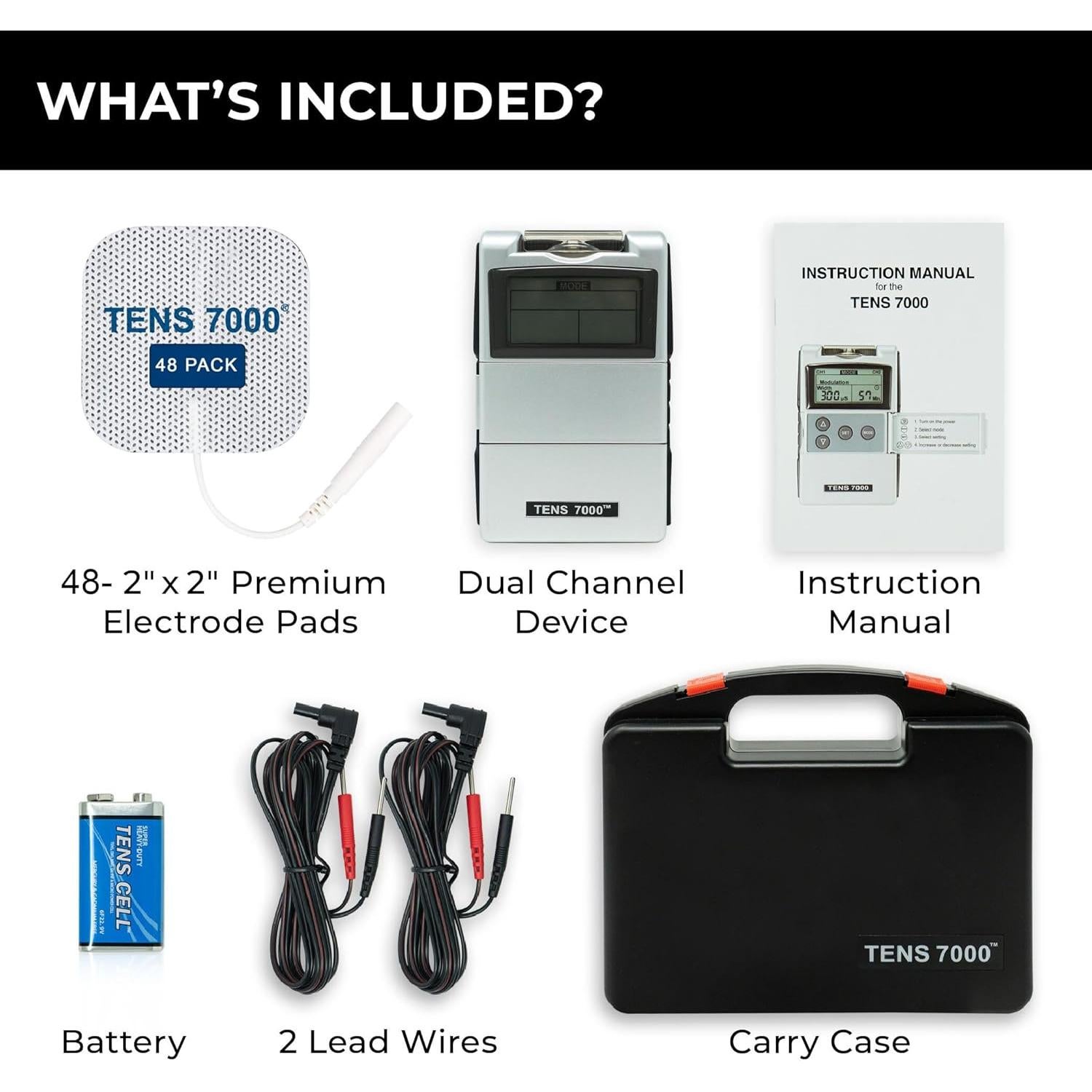 Estimulador Muscular TENS 7000 con 48 Almohadillas Electrodos