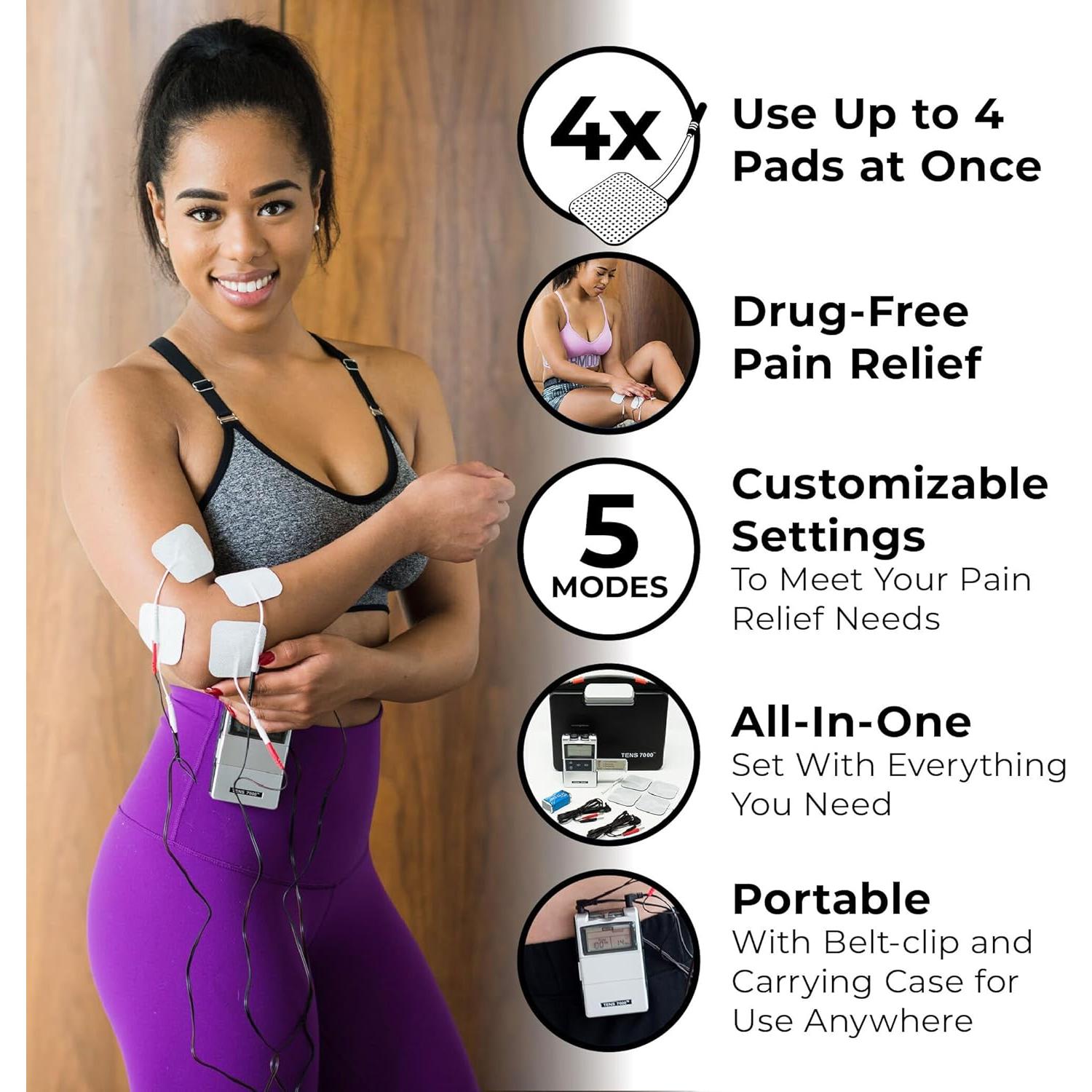 Estimulador Muscular TENS 7000 con 48 Almohadillas Electrodos