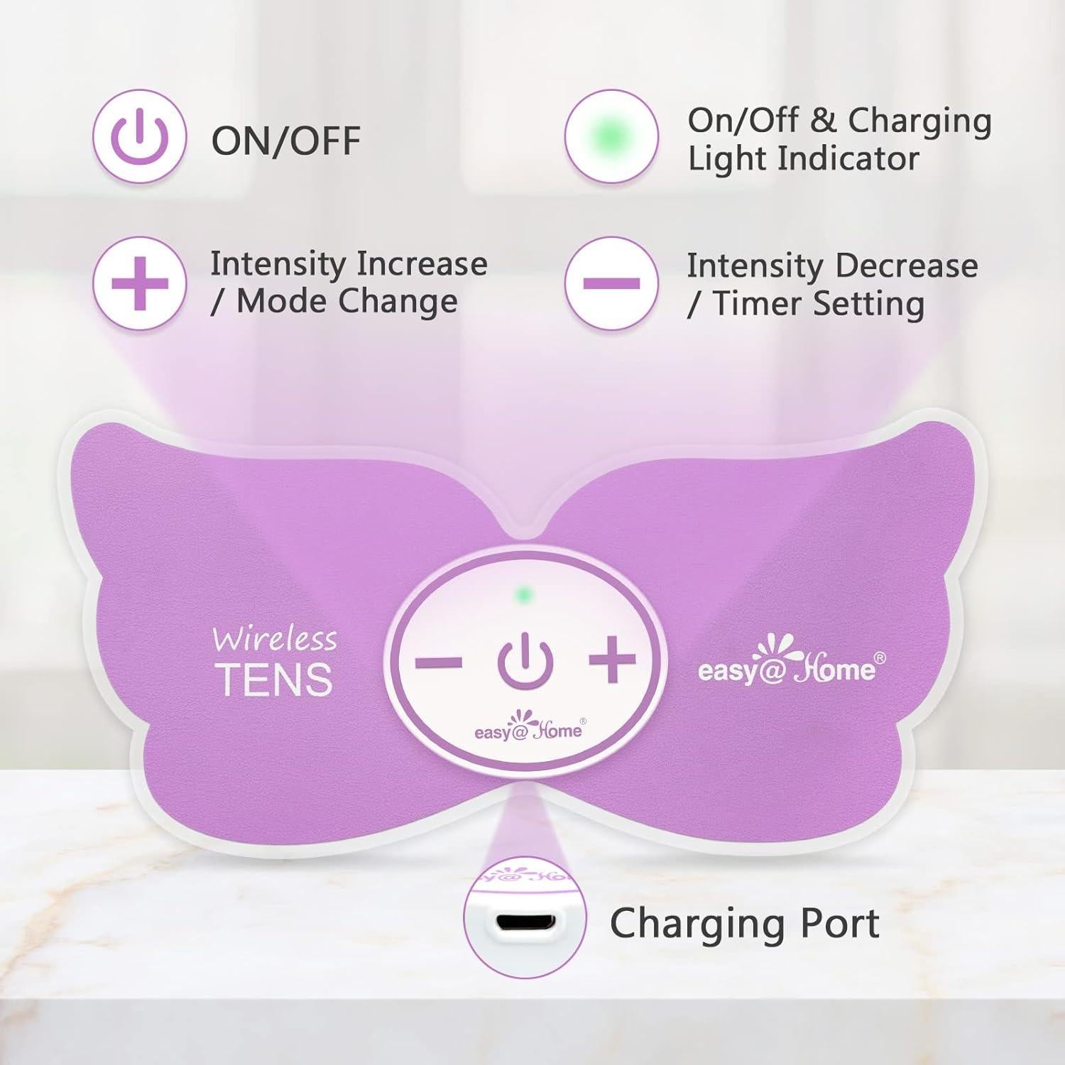 Estimulador TENS Easy@Home EHE019 Inalámbrico 6 Modos 20 Intensidades