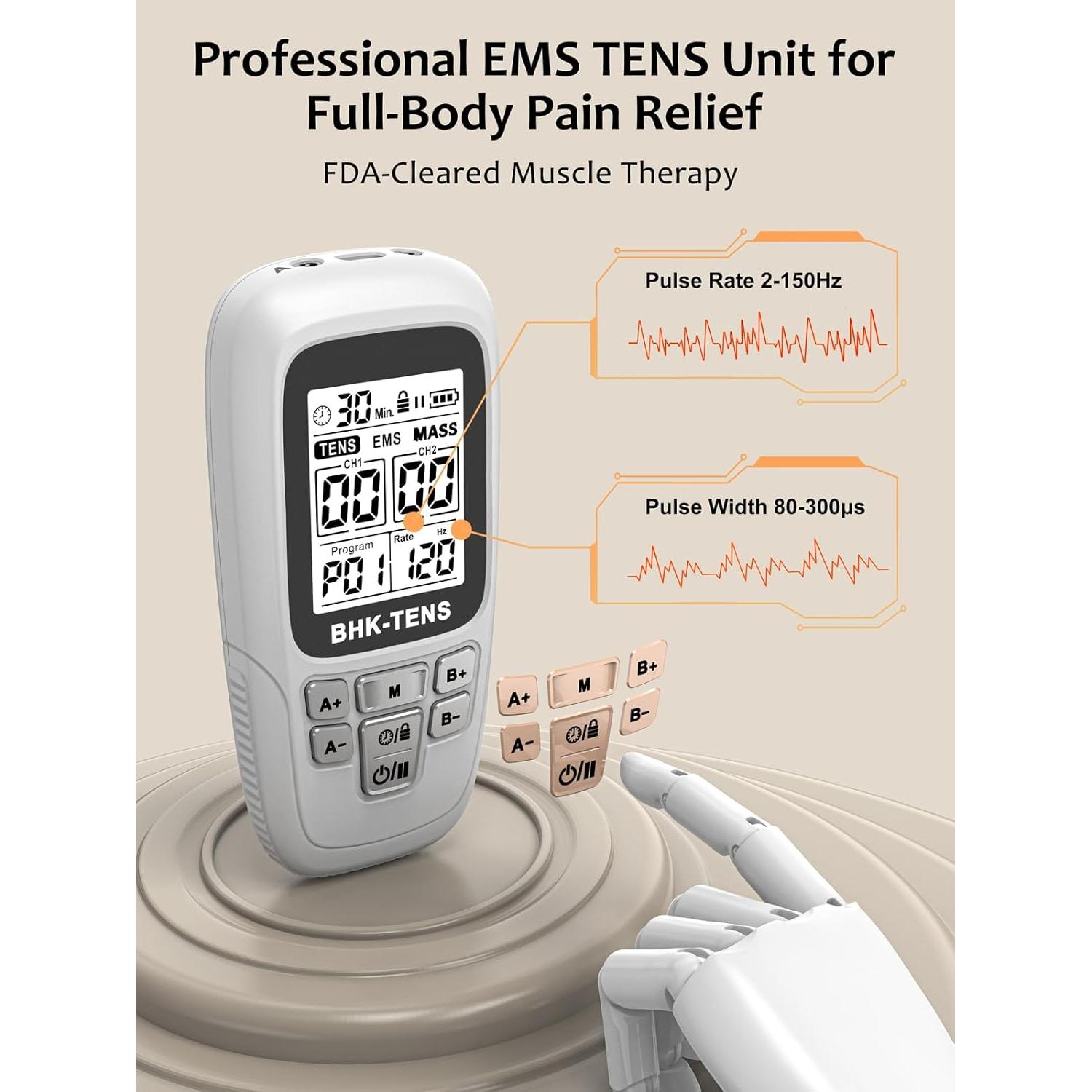 Máquina Estimuladora Muscular TENS EMS BHK-TENS 24 Modos