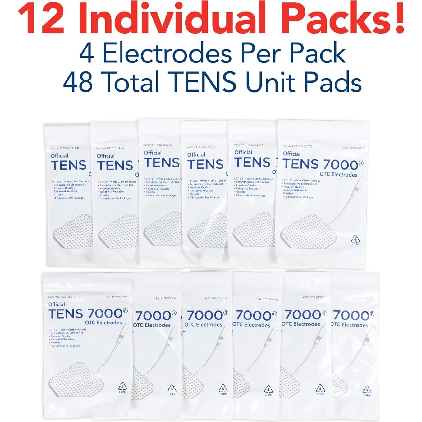 Almohadillas Electrodos TENS 7000 - Paquete de 48, 5x5 cm