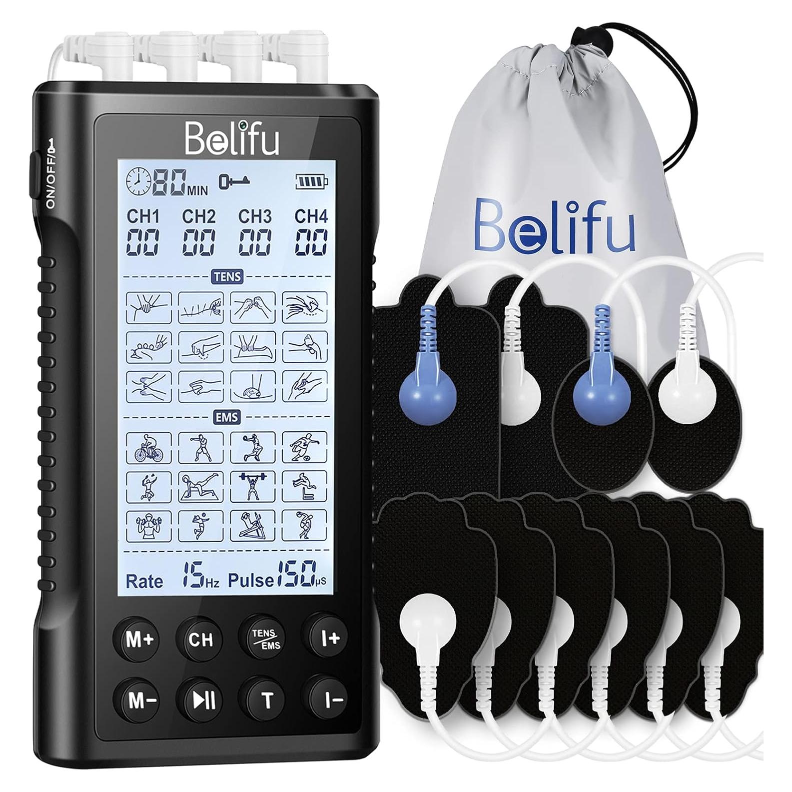 Masajeador TENS Belifu 4 Canales 24 Modos 30 Niveles Negro