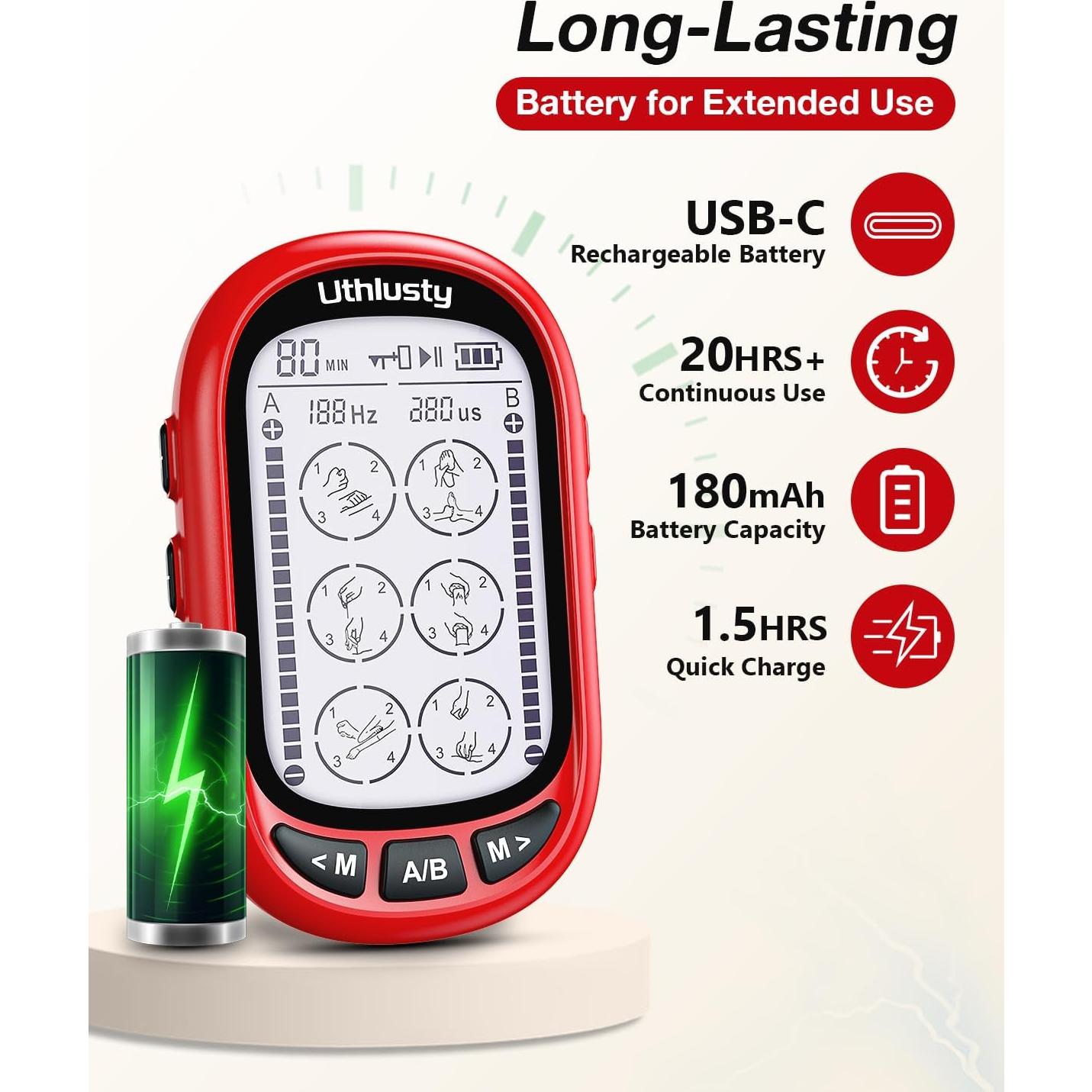 Estimulador Muscular TENS Uthlusty Doble Canal 24 Modos