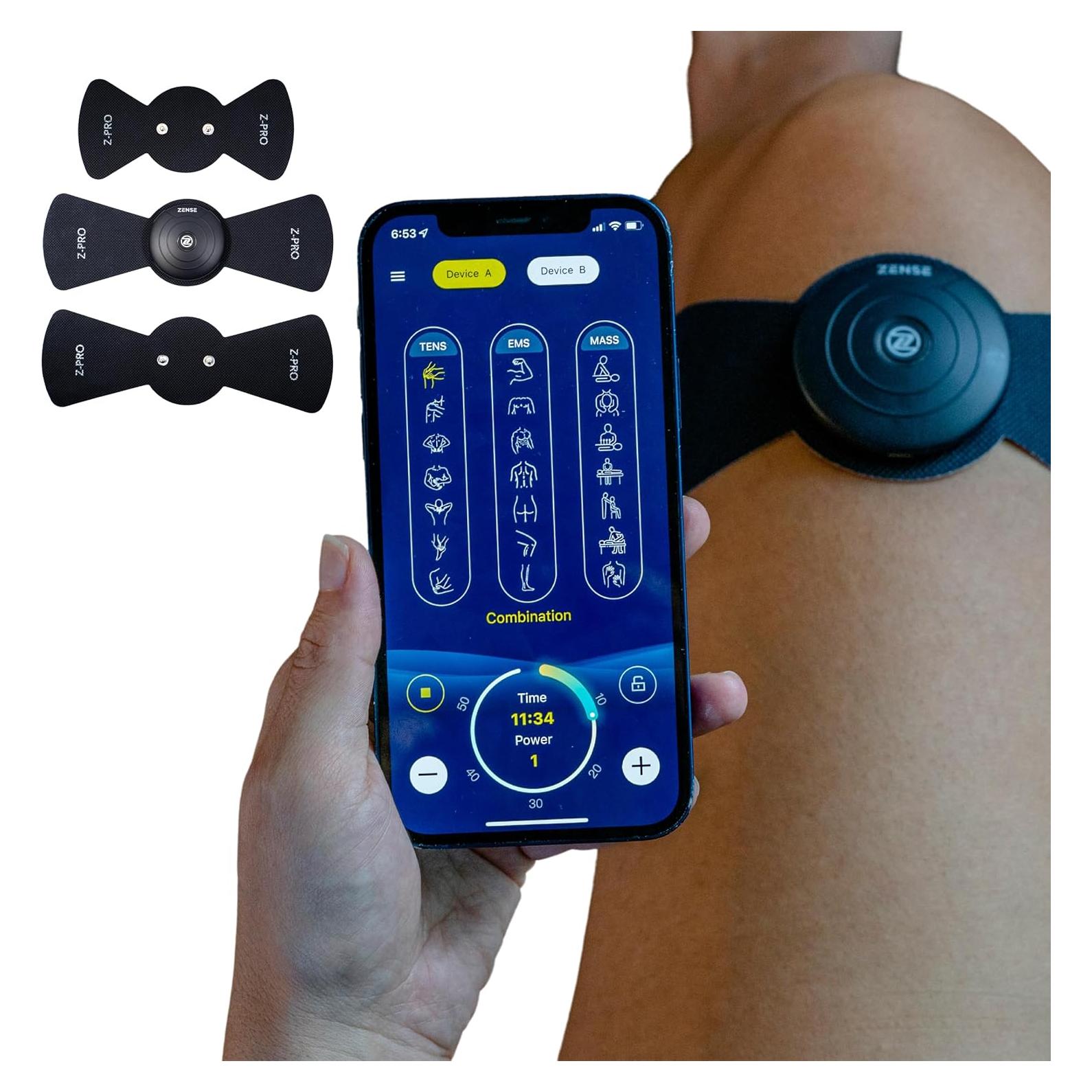 Masajeador TENS y EMS Z-PRO Inalámbrico Bluetooth 27.5x14cm