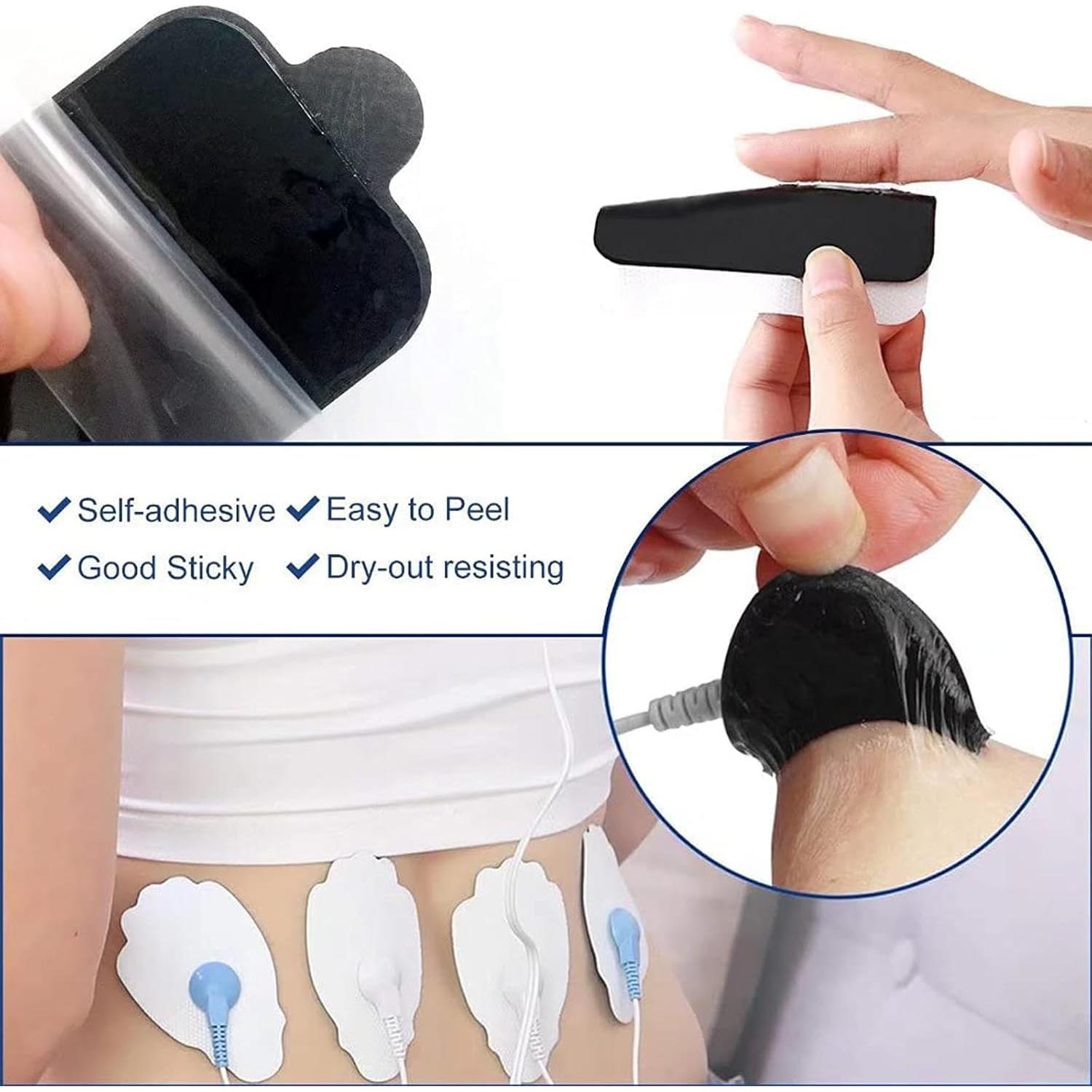 40 Almohadillas Electrodos TENS EMS Foxpeed Reutilizables 30 Veces