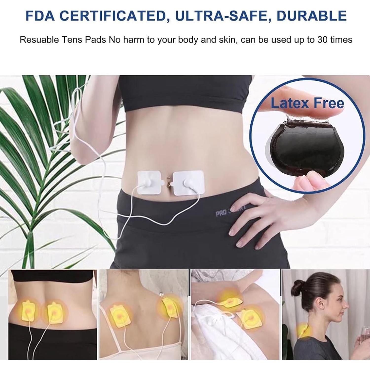 40 Almohadillas Electrodos TENS EMS Foxpeed Reutilizables 30 Veces