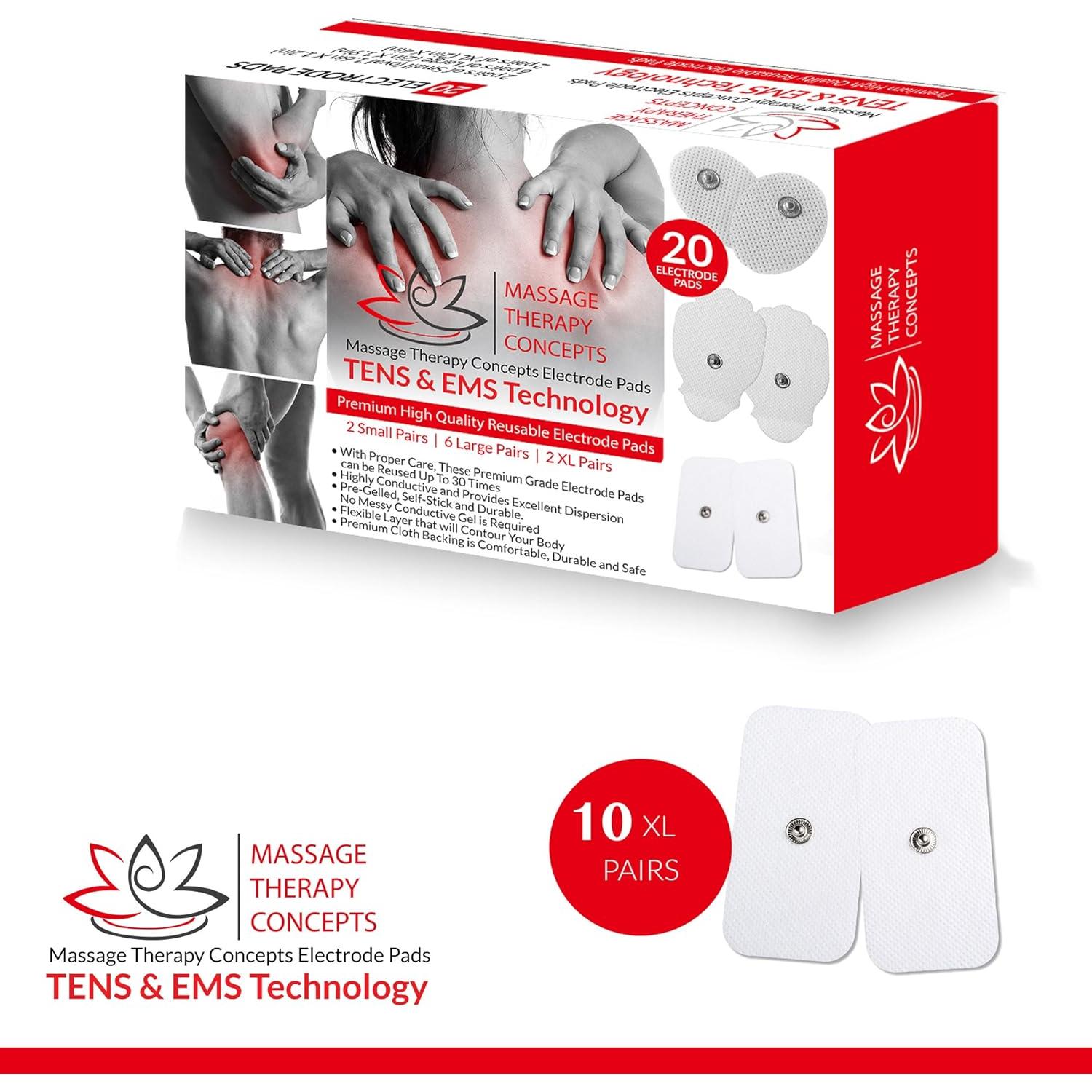 Almohadillas Electrodos TENS Conceptos de Terapia X-Large 20 Piezas