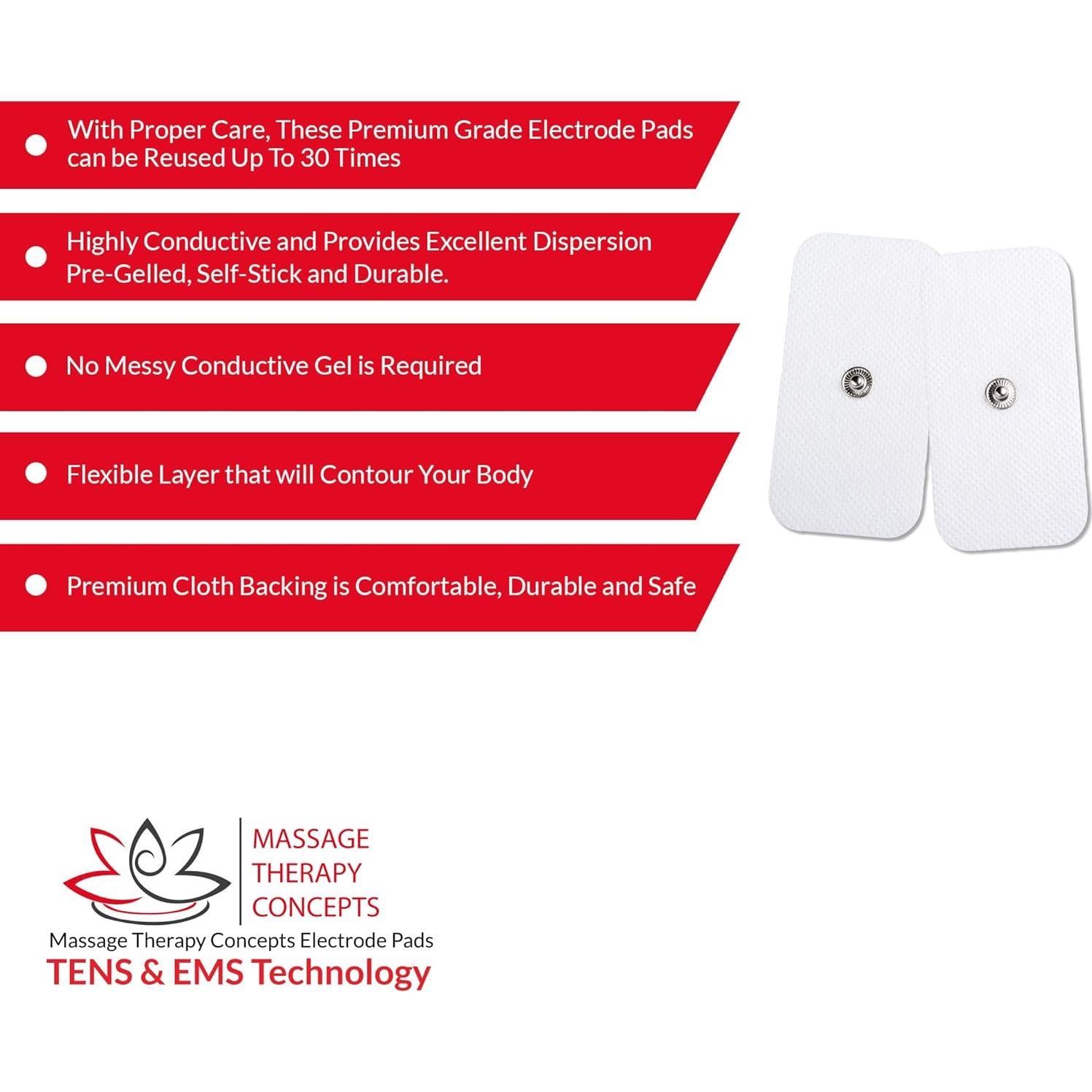 Almohadillas Electrodos TENS Conceptos de Terapia X-Large 20 Piezas