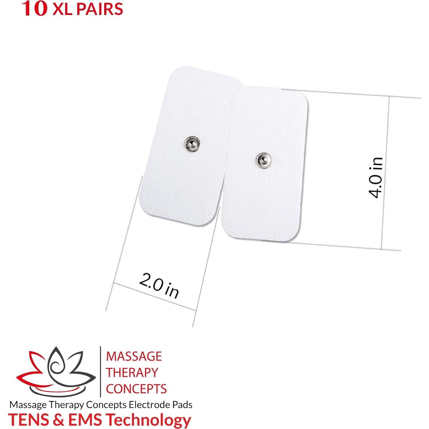 Almohadillas Electrodos TENS Conceptos de Terapia X-Large 20 Piezas