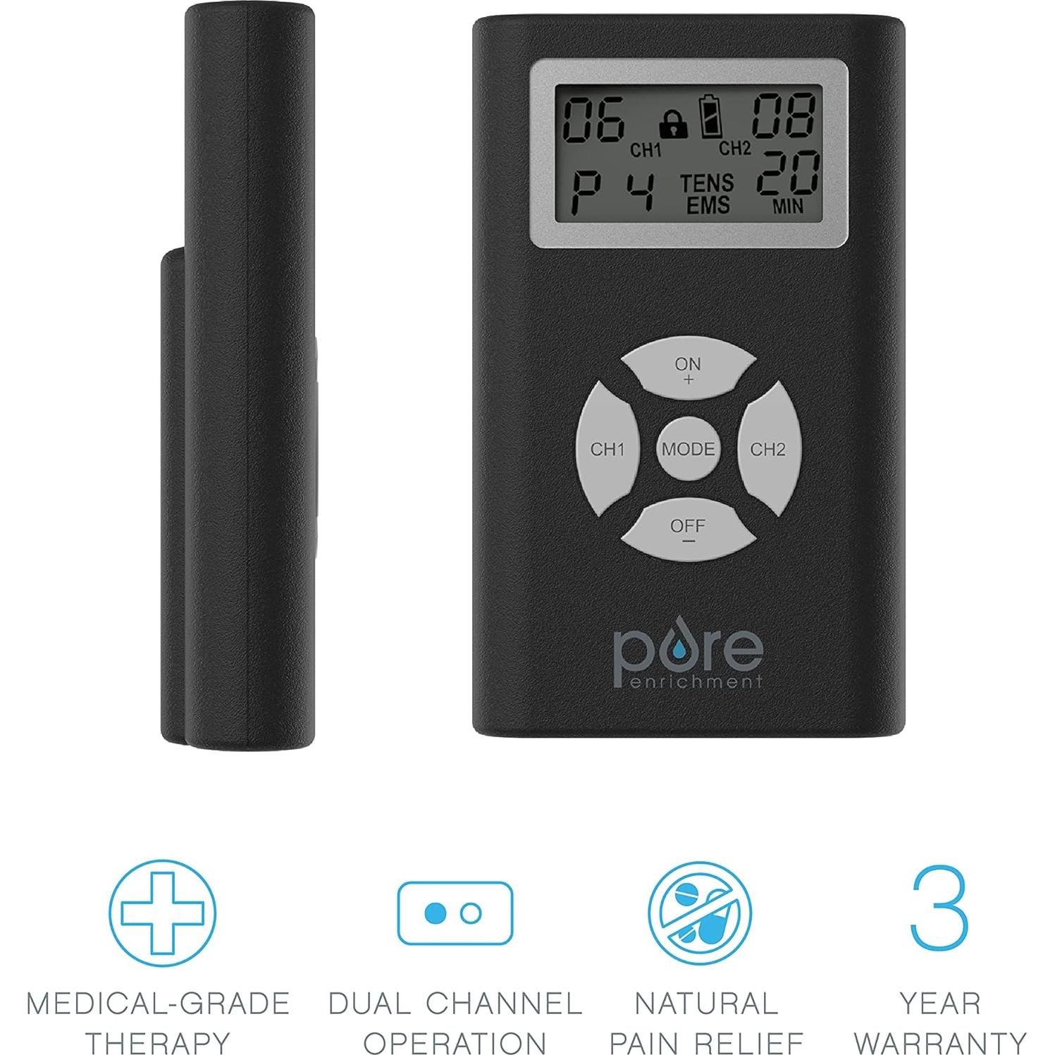 Estimulador Muscular TENS EMS Pure Enrichment Duo 14 Modos