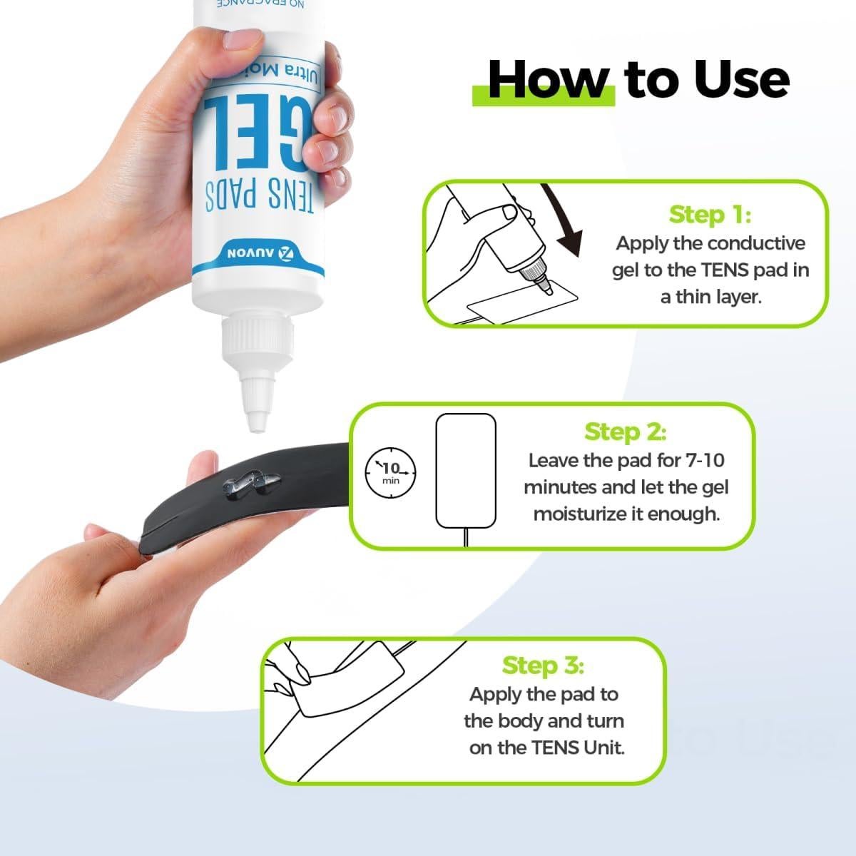 Gel Conductivo AUVON 2 x 250ml para Almohadillas TENS