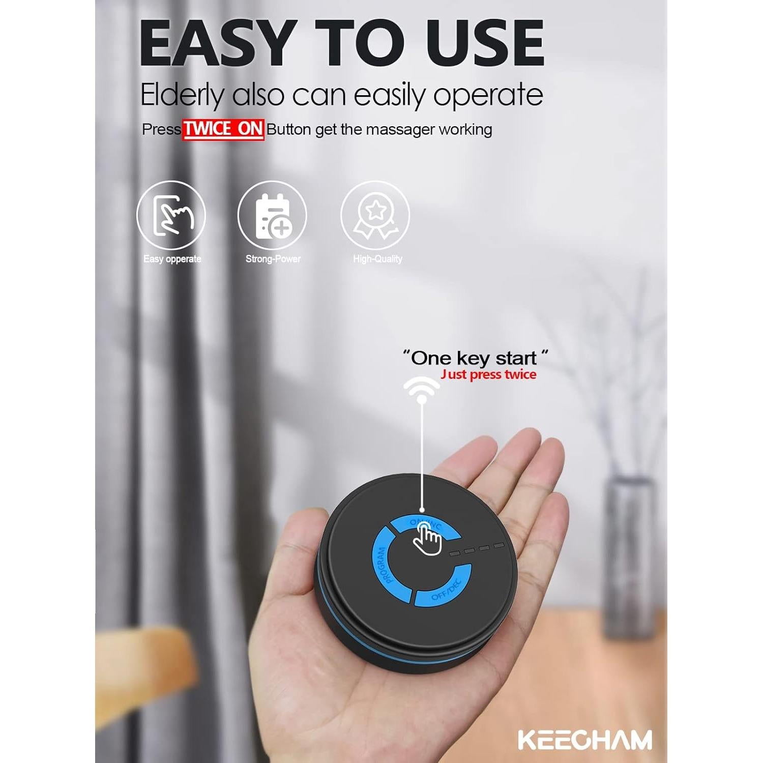 Unidad TENS EMS Mini Masajista Keecham con 2 Almohadillas