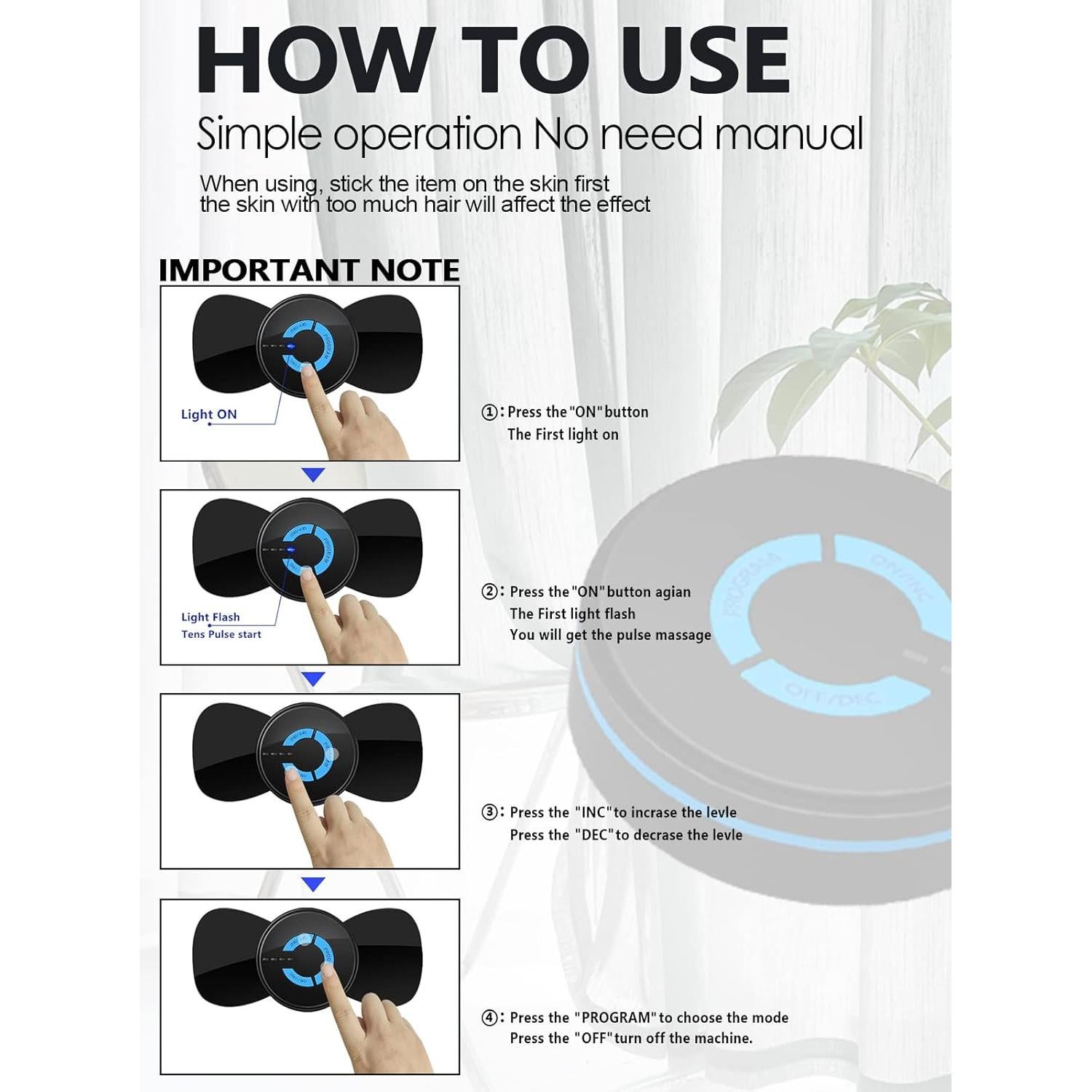 Unidad TENS EMS Mini Masajista Keecham con 2 Almohadillas