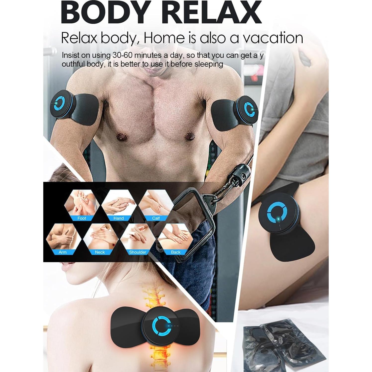 Unidad TENS EMS Mini Masajista Keecham con 2 Almohadillas