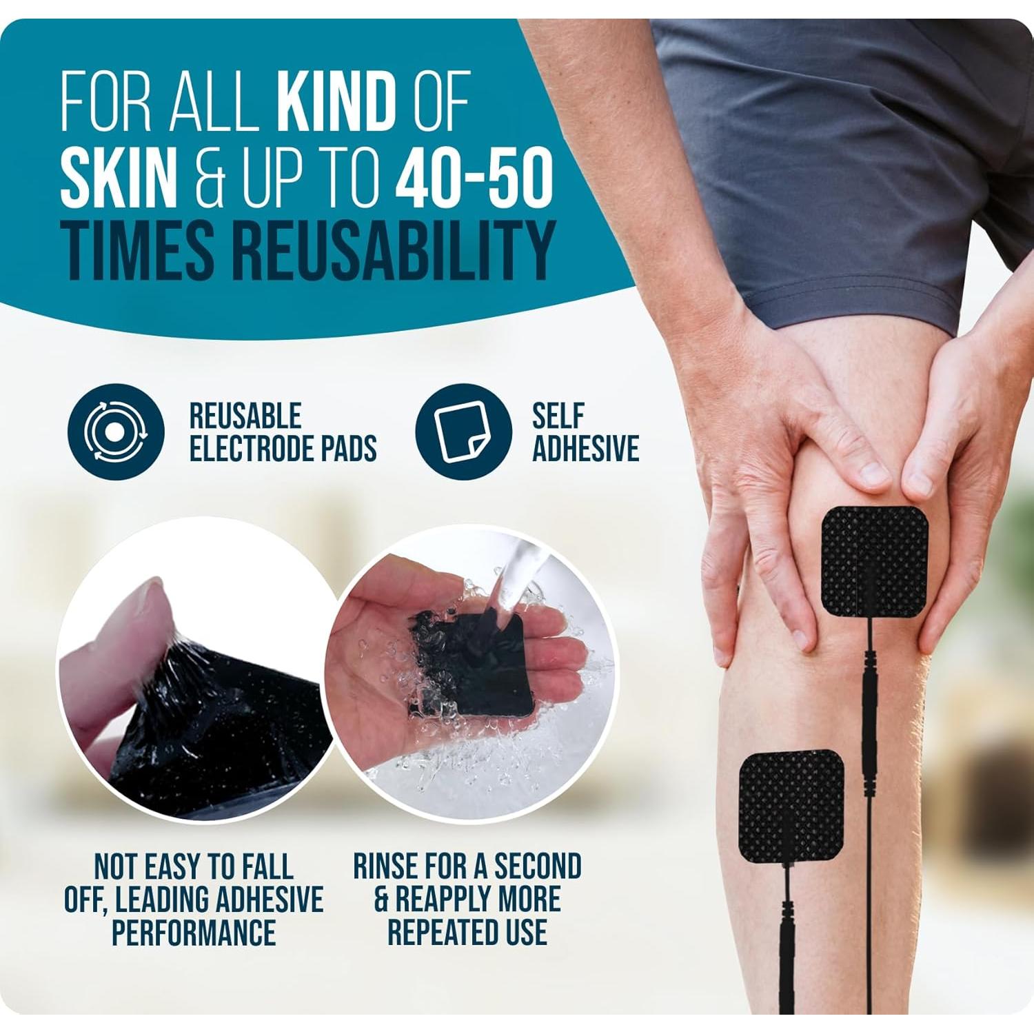 PADS DE ELECTRODOS TENS Anrlafie 20 Pcs Reutilizables 2x2"