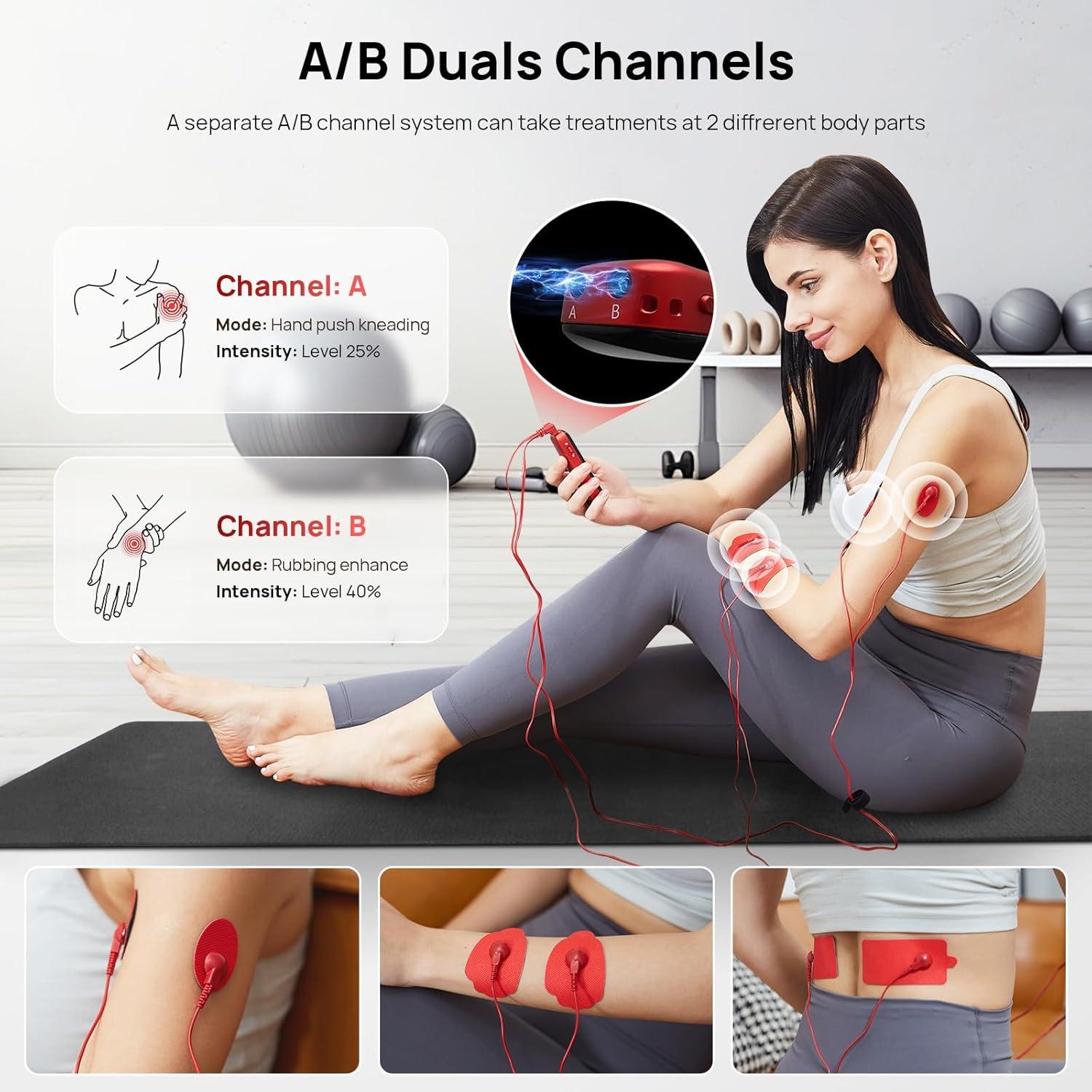 Unidad TENS Estimulador Muscular Doble Canal 6 Modos 20 Niveles