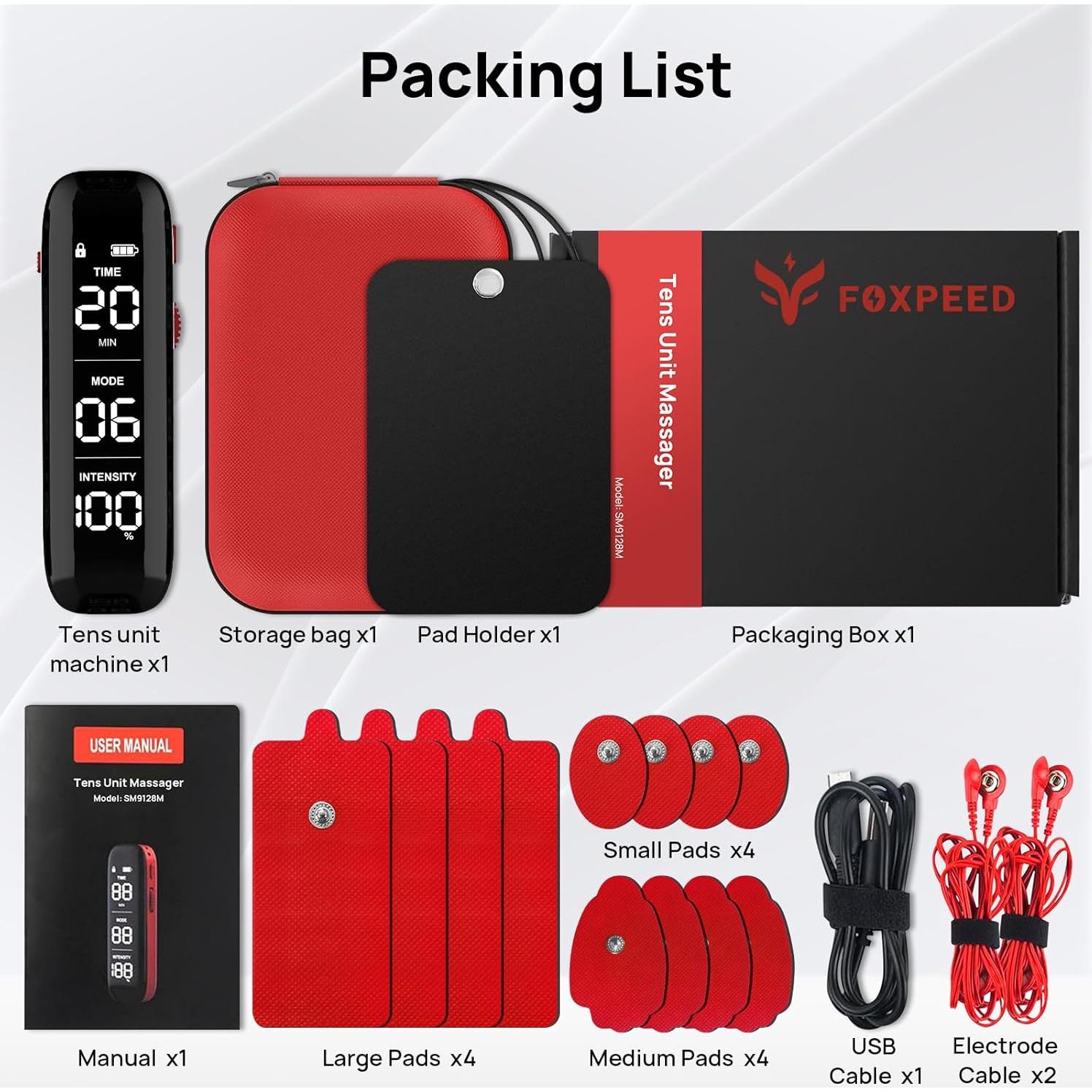 Unidad TENS Estimulador Muscular Doble Canal 6 Modos 20 Niveles