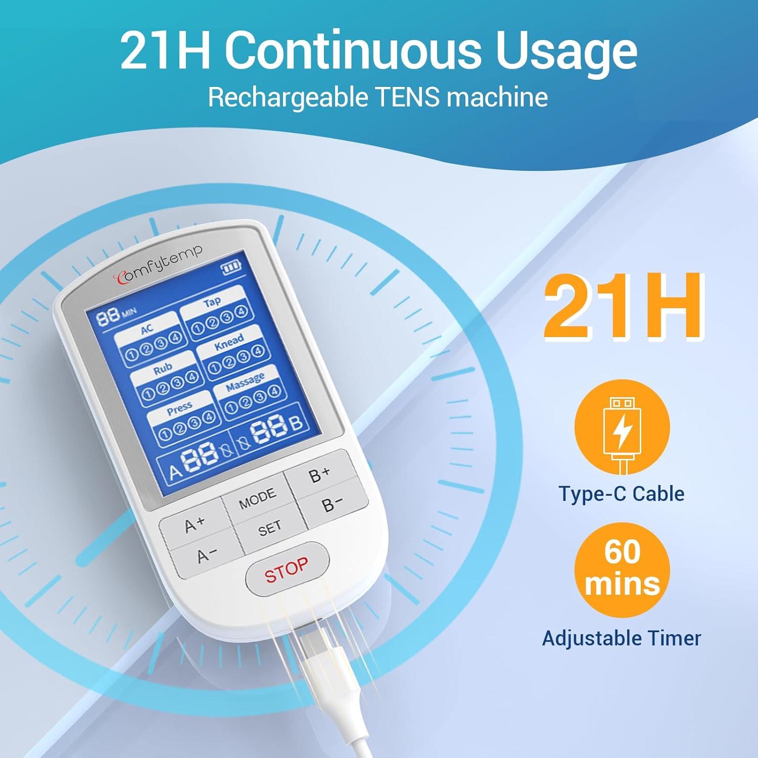 Estimulador Muscular TENS Comfytemp Doble Canal 24 Modos