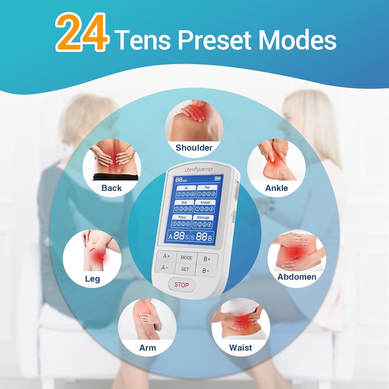 Estimulador Muscular TENS Comfytemp Doble Canal 24 Modos