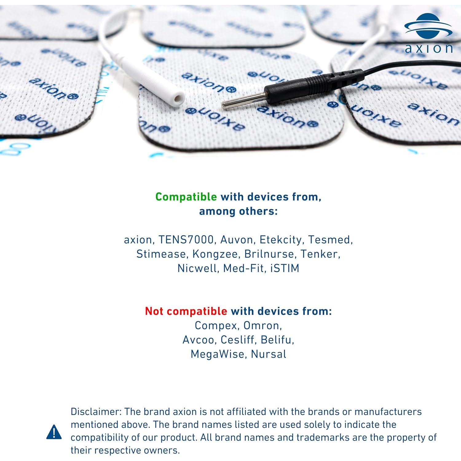 16 Almohadillas Electrodos TENS Axion 5x5 cm Reutilizables