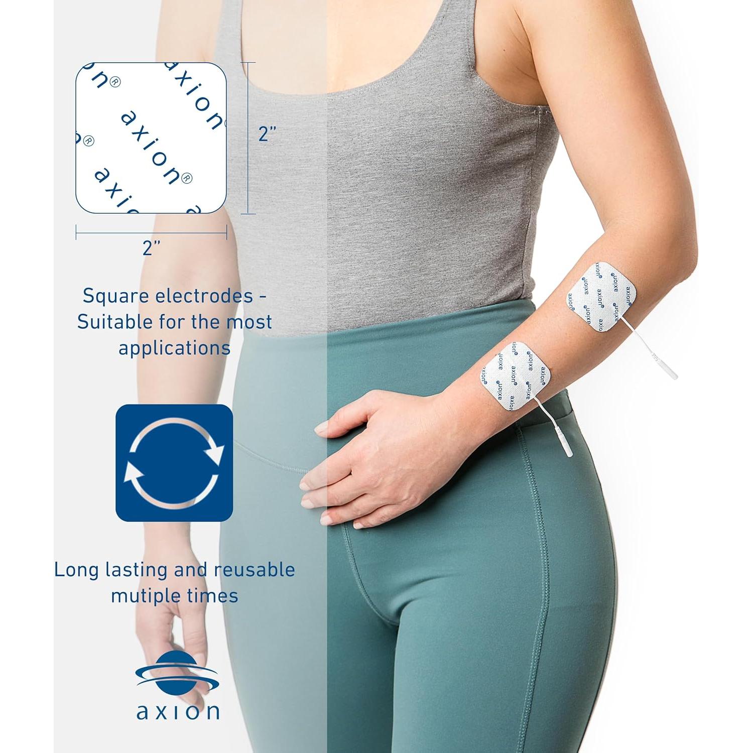 16 Almohadillas Electrodos TENS Axion 5x5 cm Reutilizables