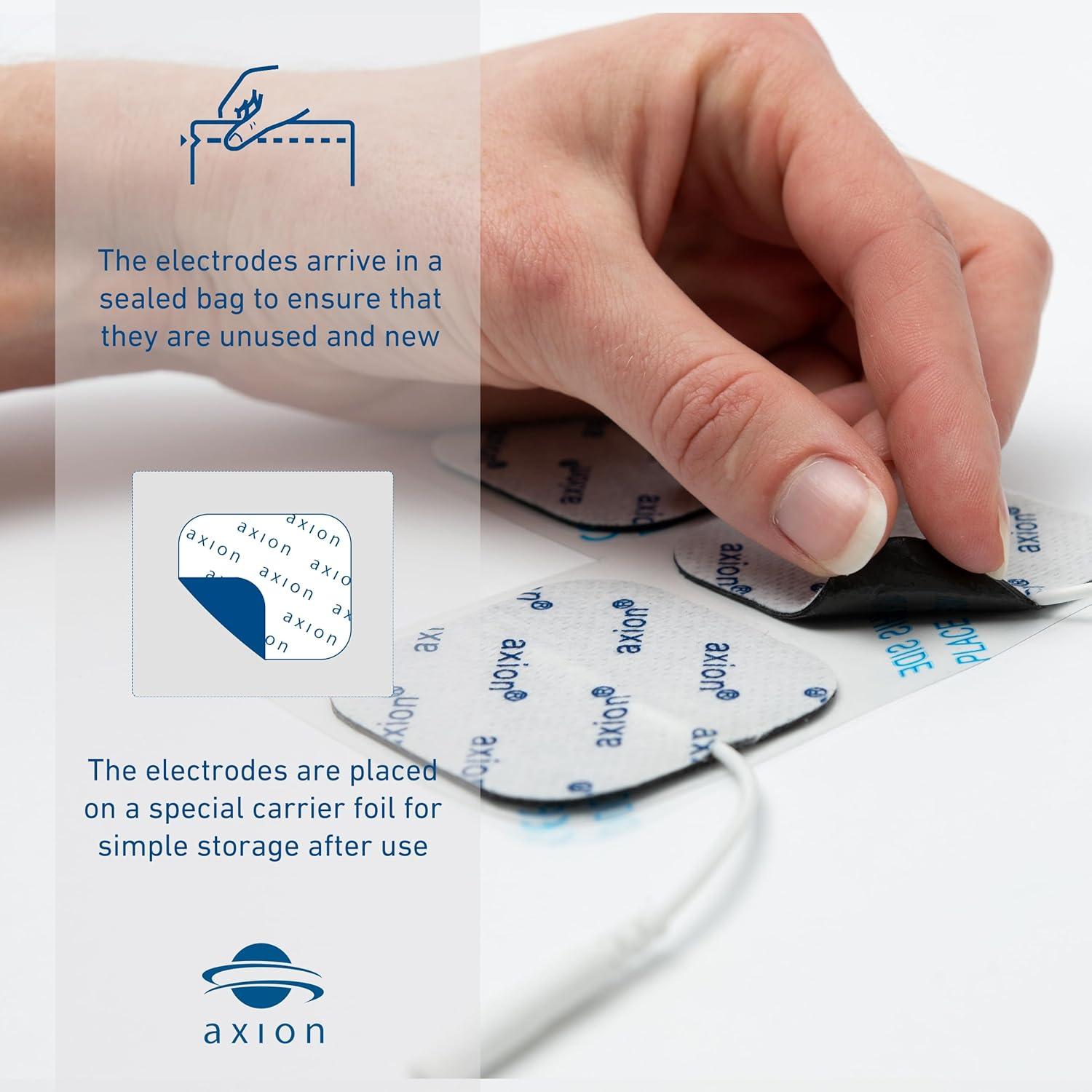 16 Almohadillas Electrodos TENS Axion 5x5 cm Reutilizables