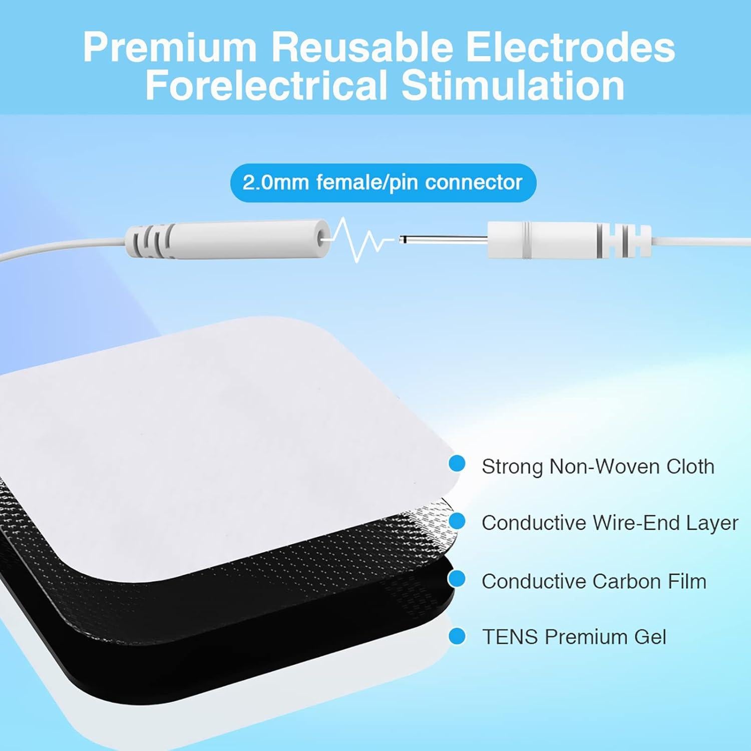 Parches de Reemplazo TENS TENKER 20PCS 5.08x5.08 cm Reutilizables