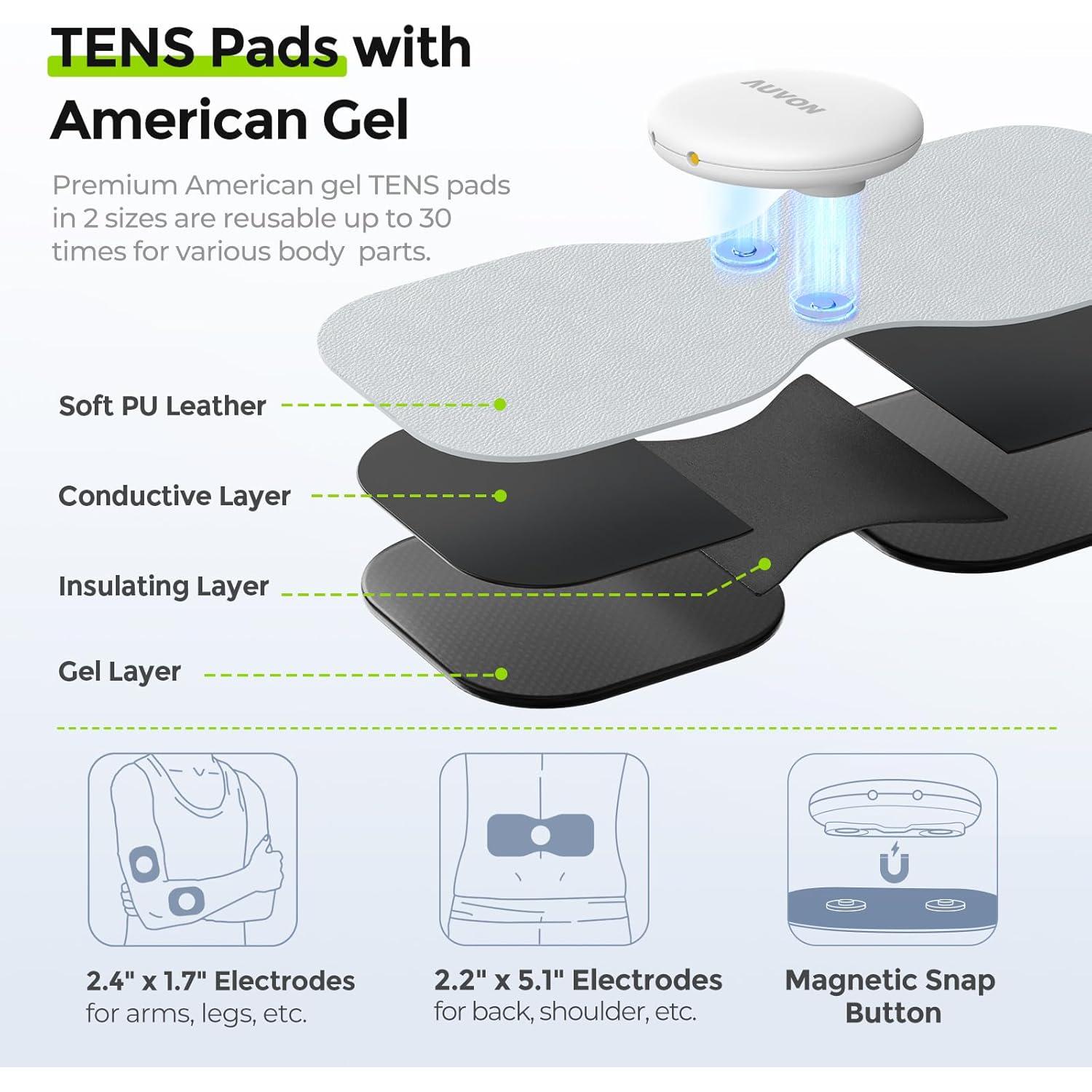 AUVON Estimulador Muscular TENS Inalámbrico 24 Modos
