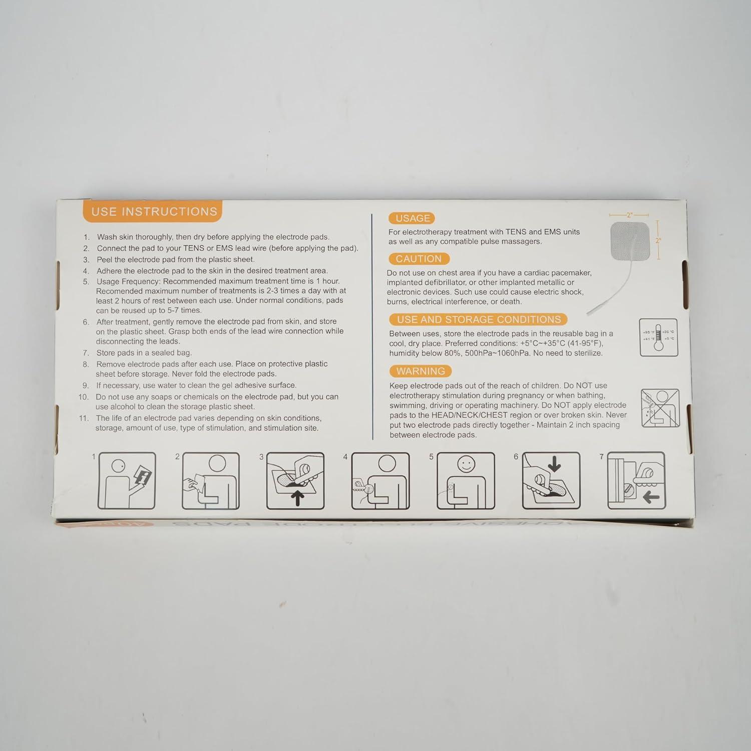 LotFancy Almohadillas Electrodos TENS 40PCS 5x5cm Reutilizables