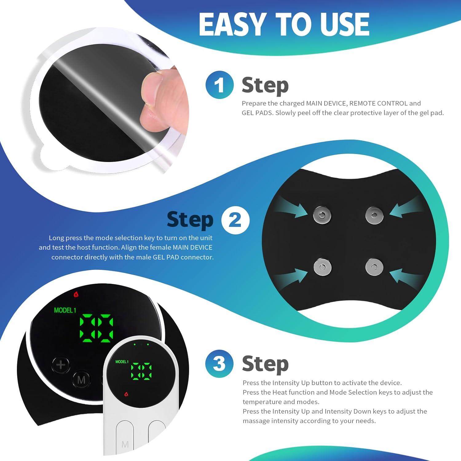 Unidad TENS Inalámbrica Rainsylvas con Calefacción y Control Remoto