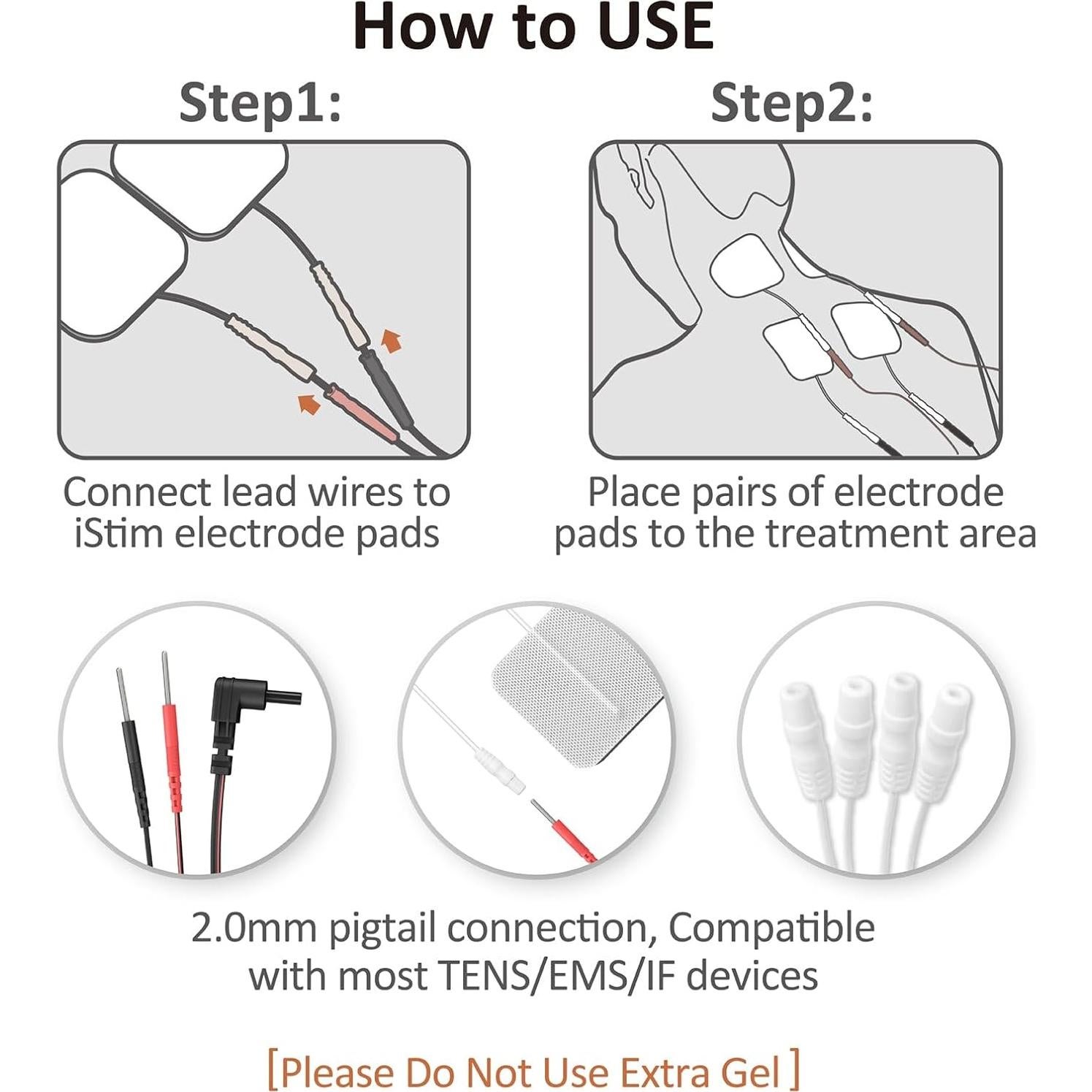 Electrodos iStim 5.08cm x 5.08cm - Gel Japonés 100% - 16 Piezas