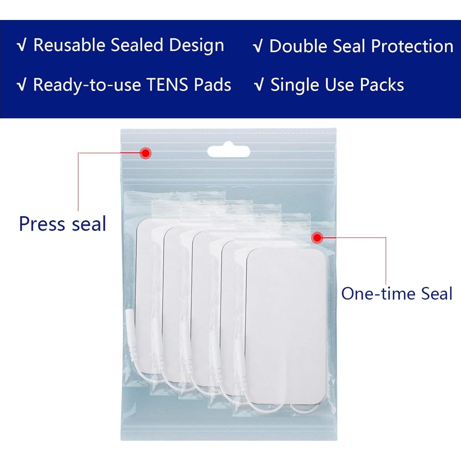 PADS Electrodos TENS VOVOU 10 Pcs 5x10 cm Reutilizables