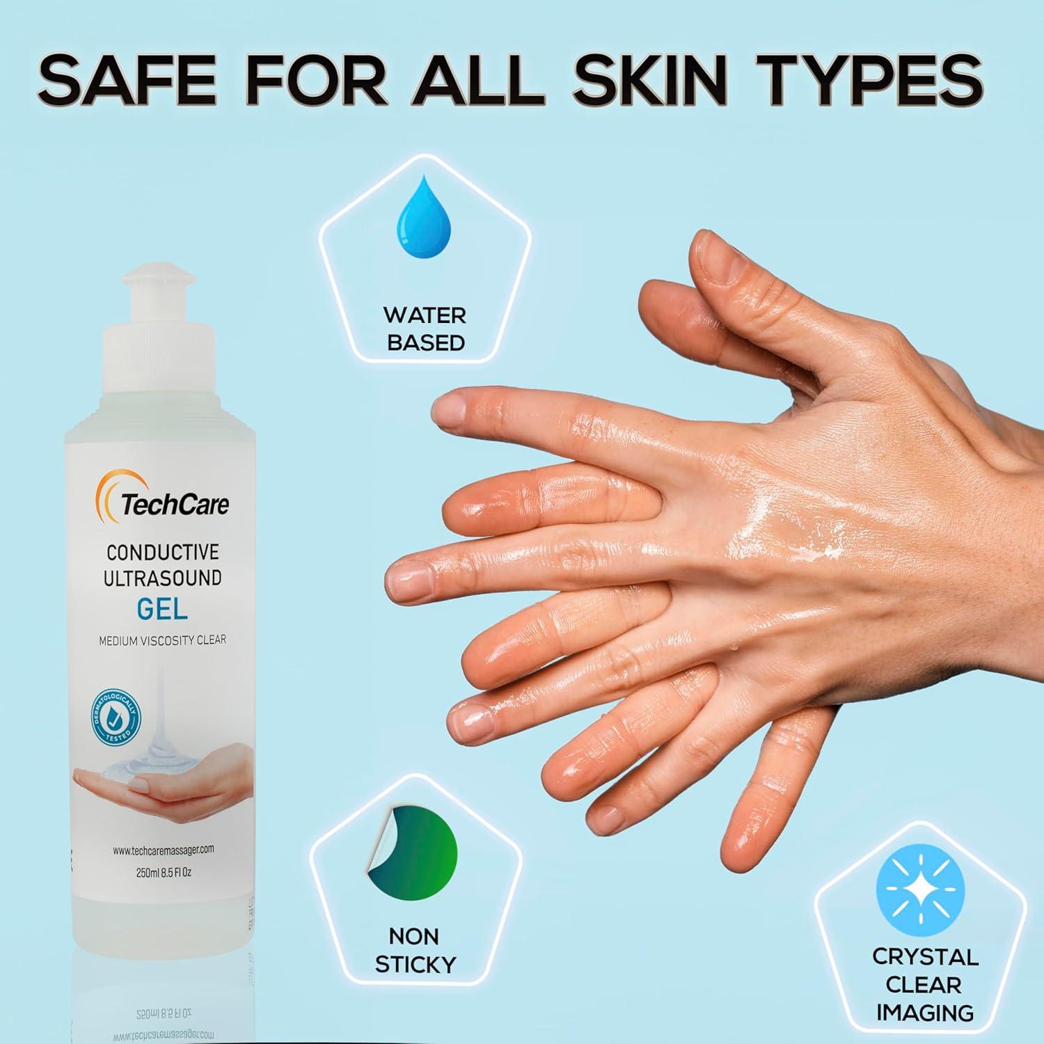 Electrodos Reemplazo TechCare TENS 10 Piezas + Gel 250 ML