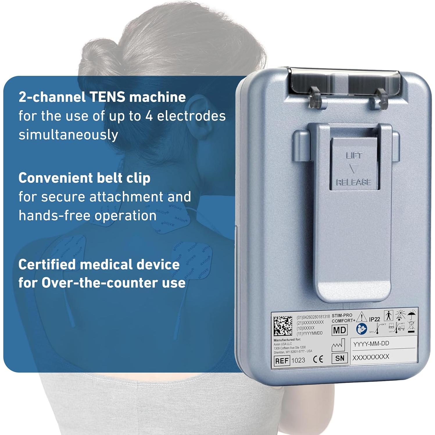 Unidad TENS Axion 1023 - Estimulador Muscular con 4 Electrodos